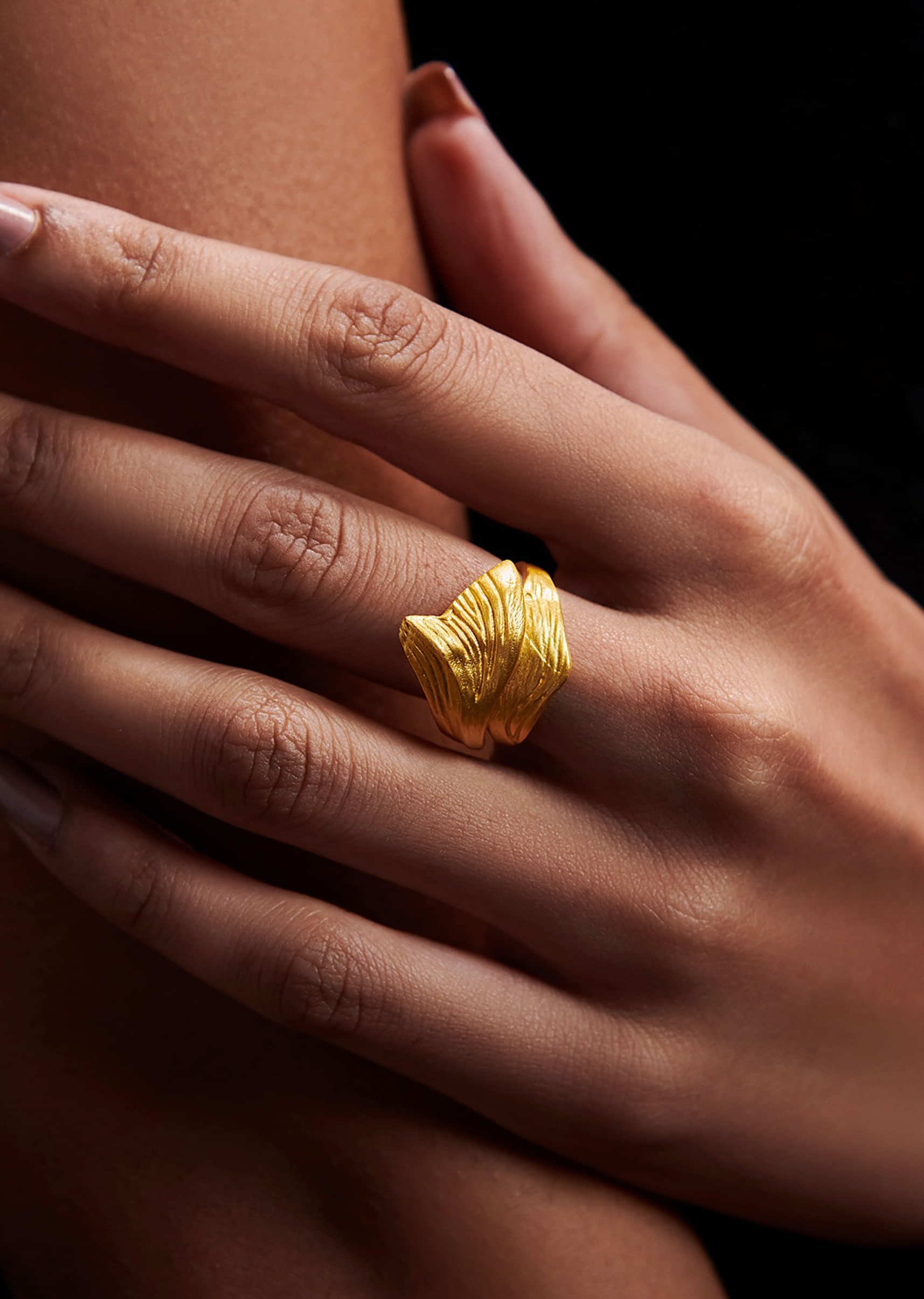 22k Gold Plated Bold In Gold Goldtone Statement Ring