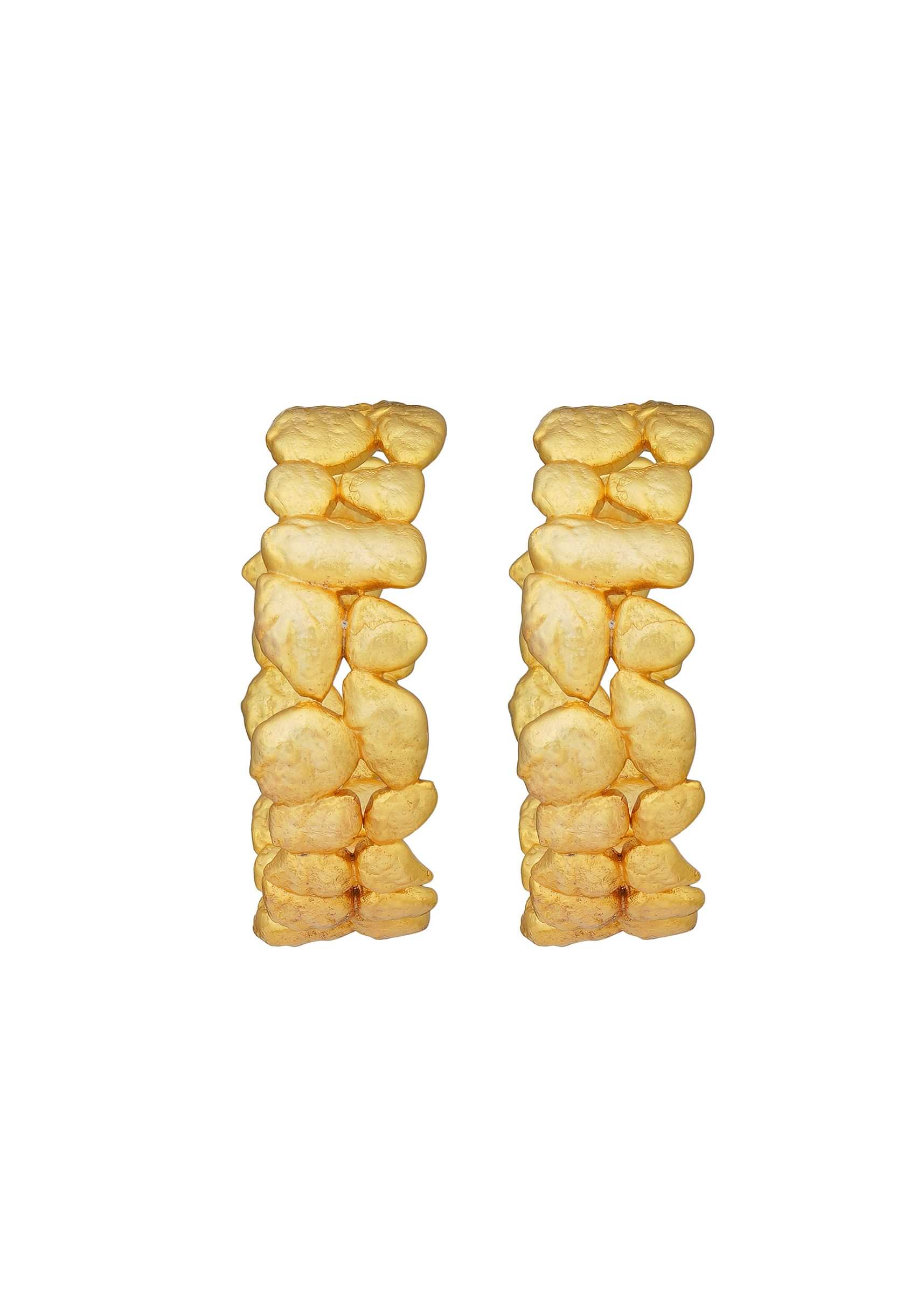 22k Gold Plated Gold Nuggets Hoop Earrings