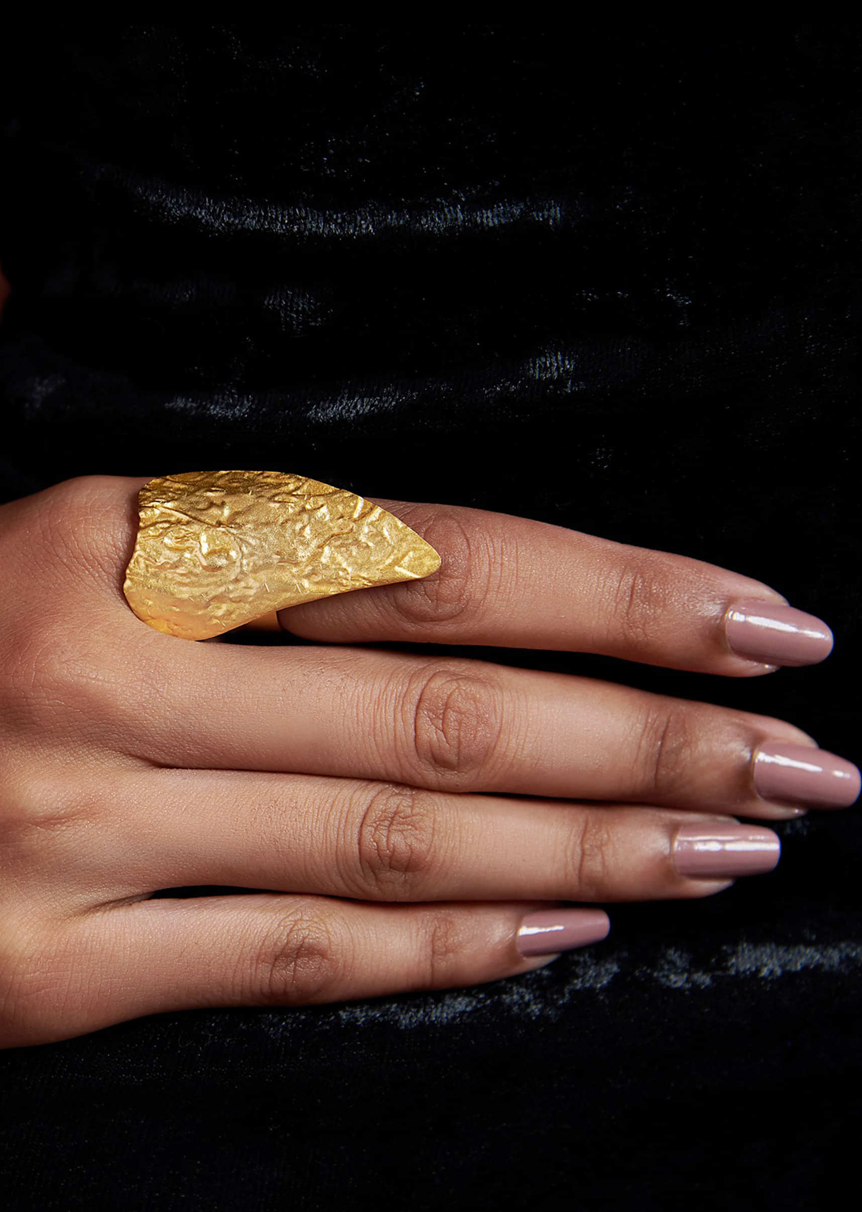 22k Gold Plated Molten Glam Goldtone Statement Ring