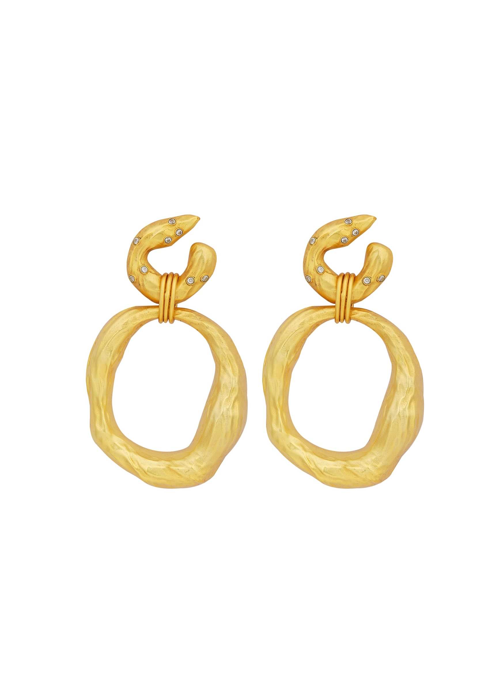 22k Gold Plated Organic Rings Goldtone Statement Earrings