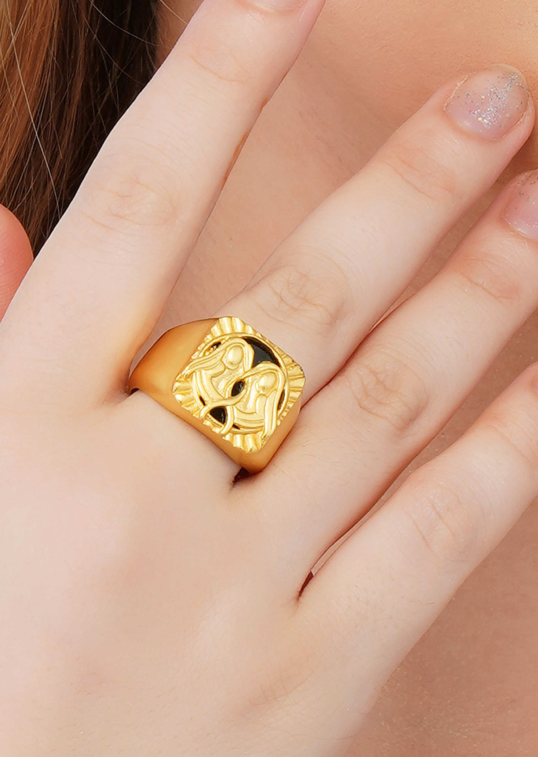 22Kt Gold Plated Spirit Of The Twins - Gemini Ring By Zariin
