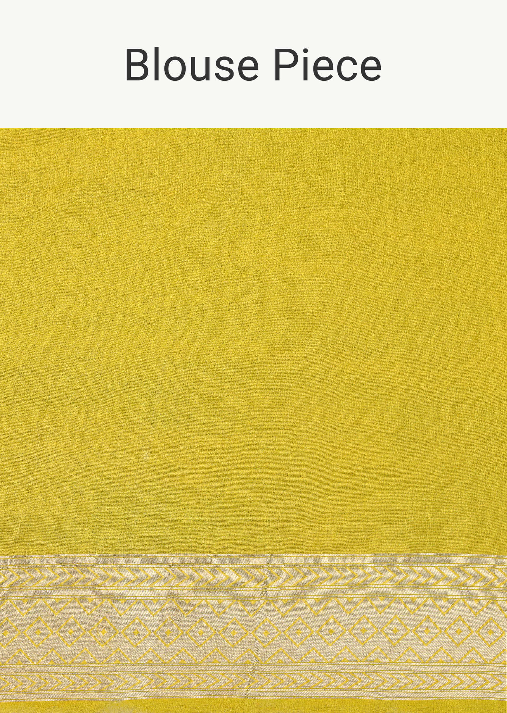 Canary Yellow Saree In Georgette With Striped Banarasi Zari Weave And An Unstitched Blouse