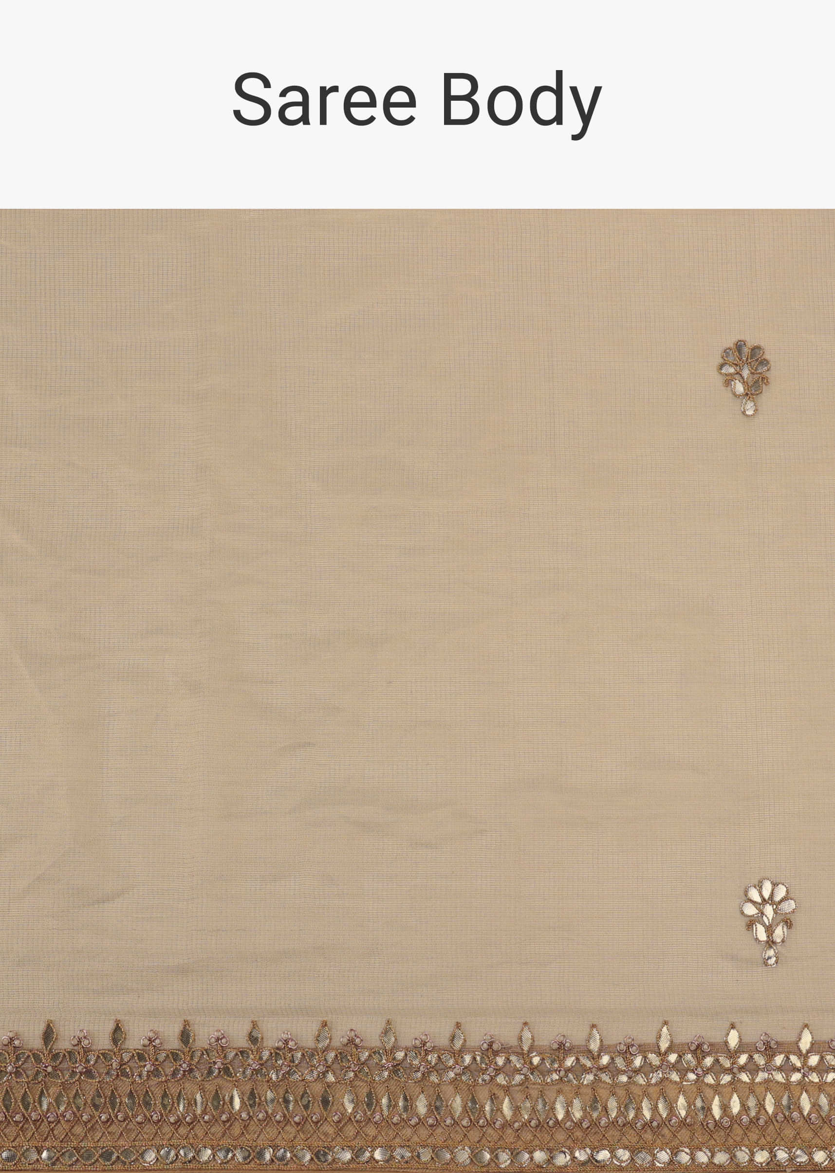Beige Embroidered Banarasi Saree With Gota Patti And Beads In Tissue Organza