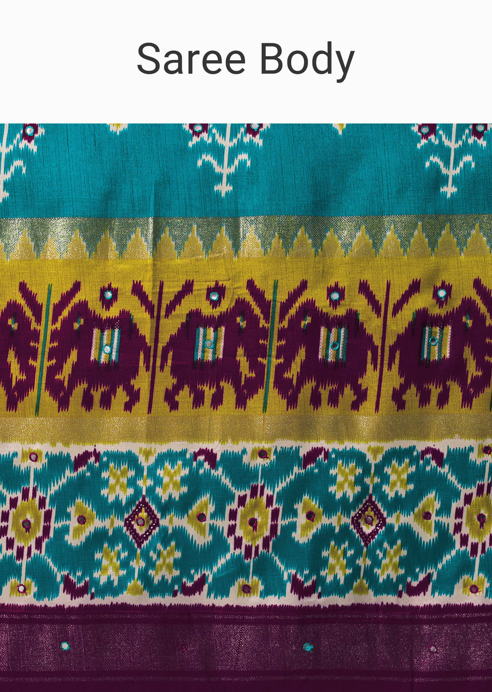 Blue Embroidered Patola Printed Festive Saree In Dola Silk