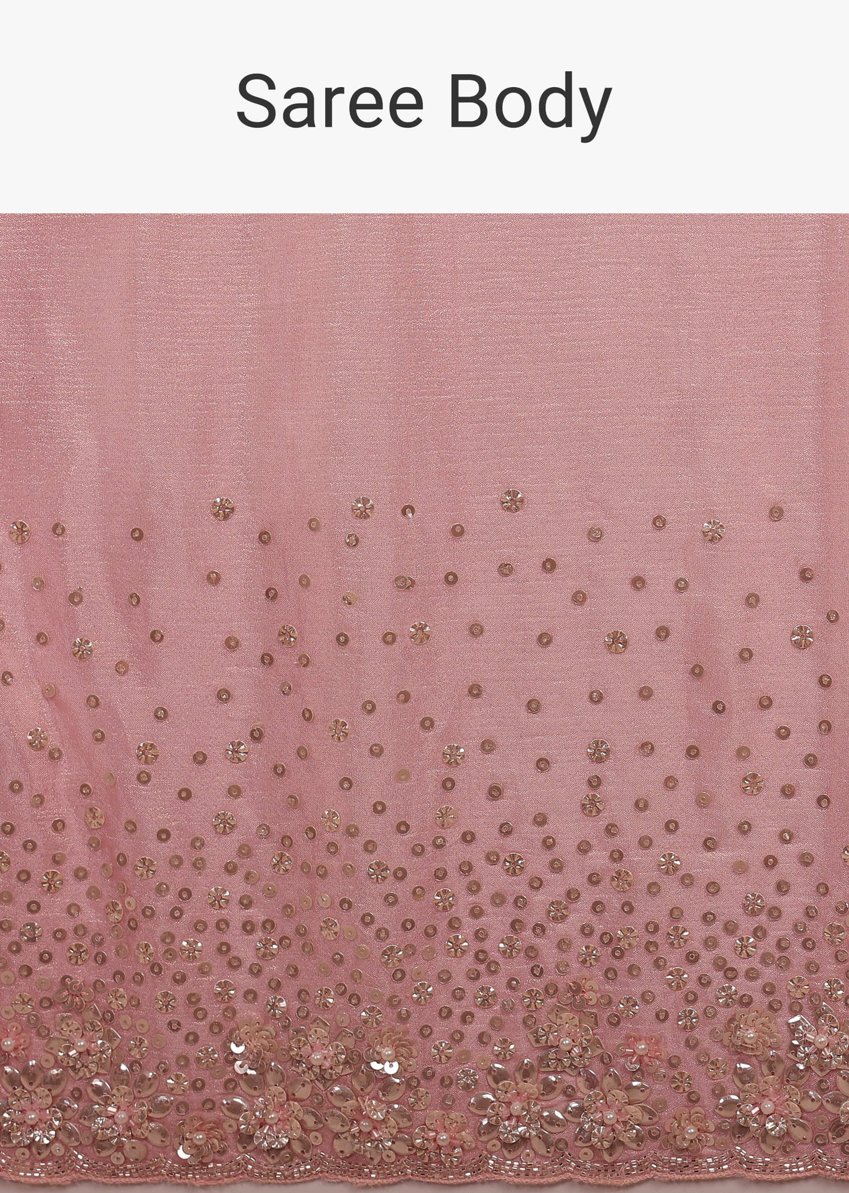 Blush Pink Sequins Saree In Shimmer In 3D Petals And Cut Dana Floral Buttis Embroidery