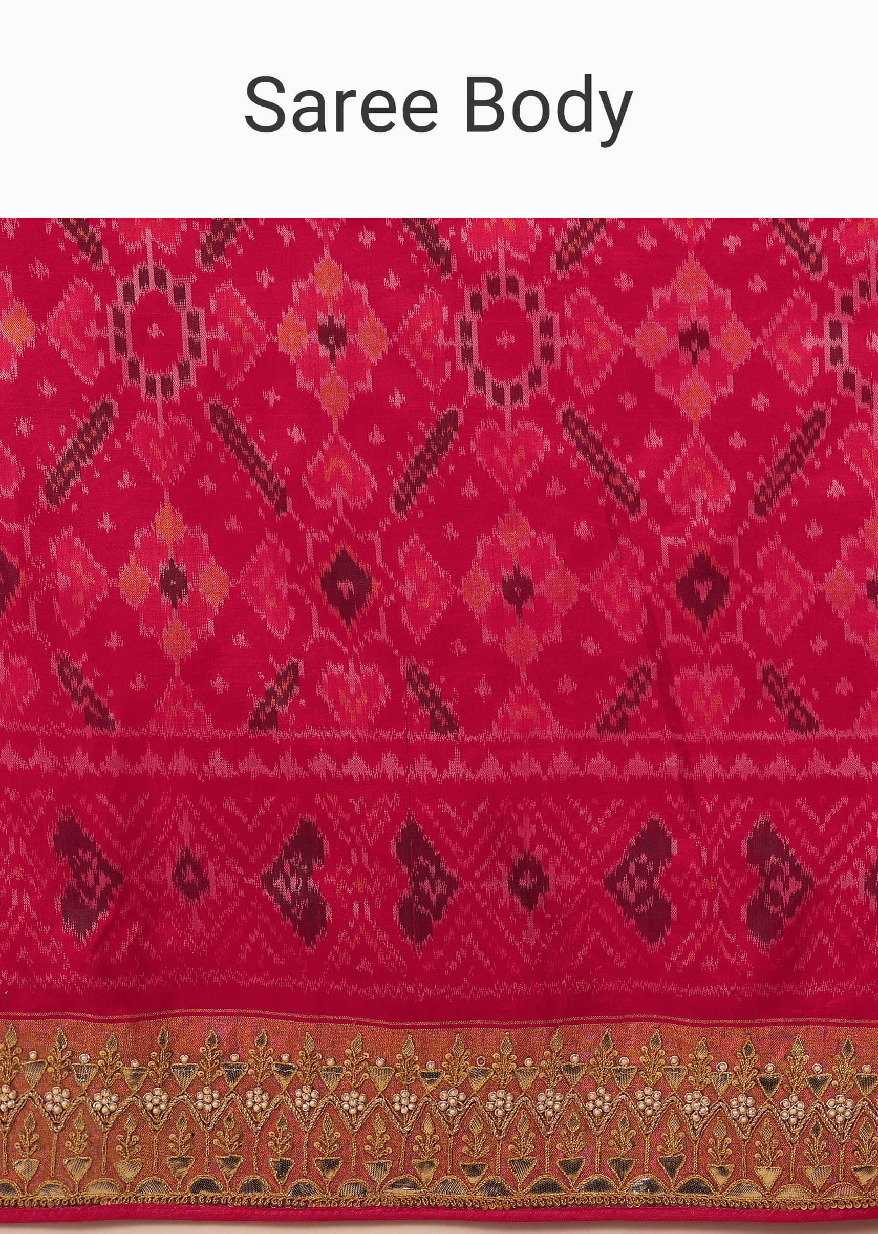 Cherry Pink Saree In Pure Silk With Handloom Patola Ikat Weave