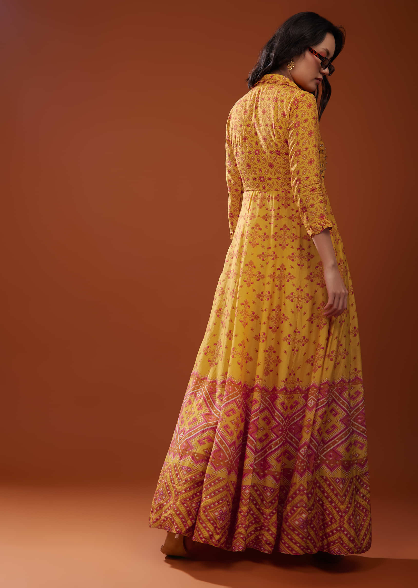 Amber Yellow Silk Maxi Dress