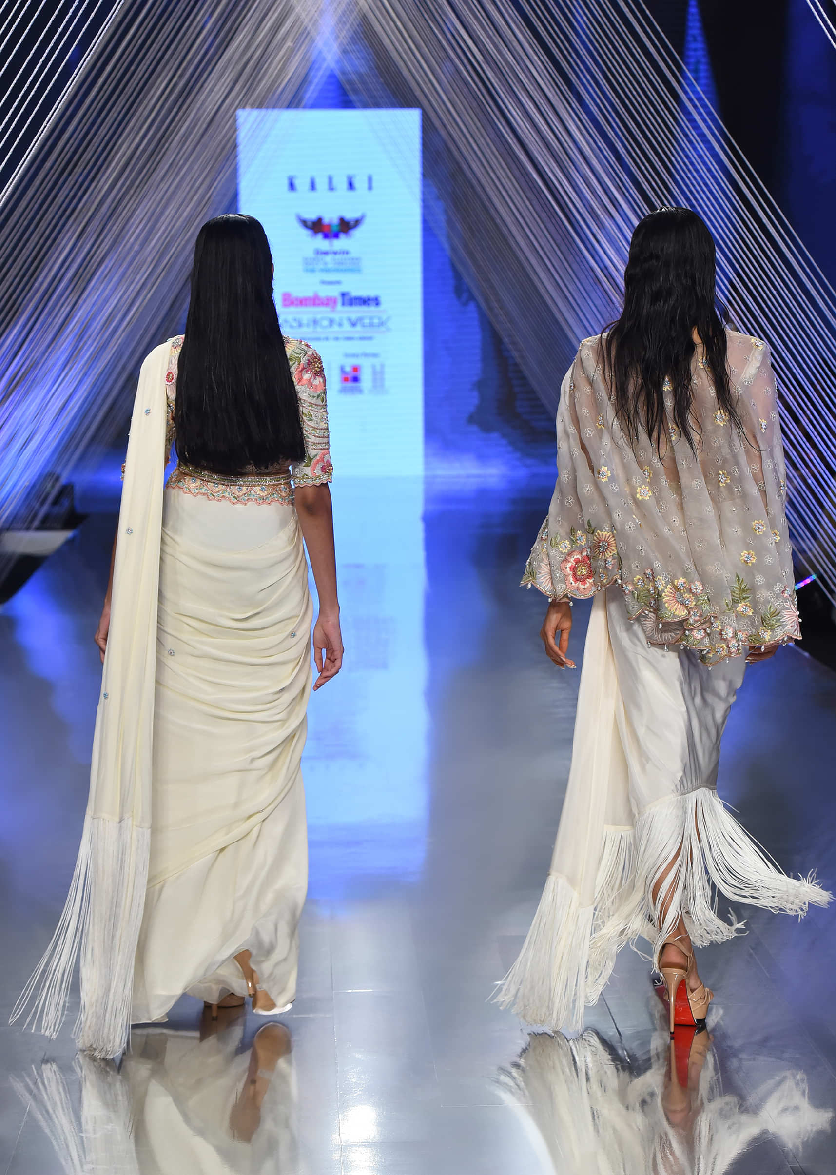 Cream Dhoti And A Crop Top Set In Organza, Crop Top Comes In Sequins And Stones Embroidery