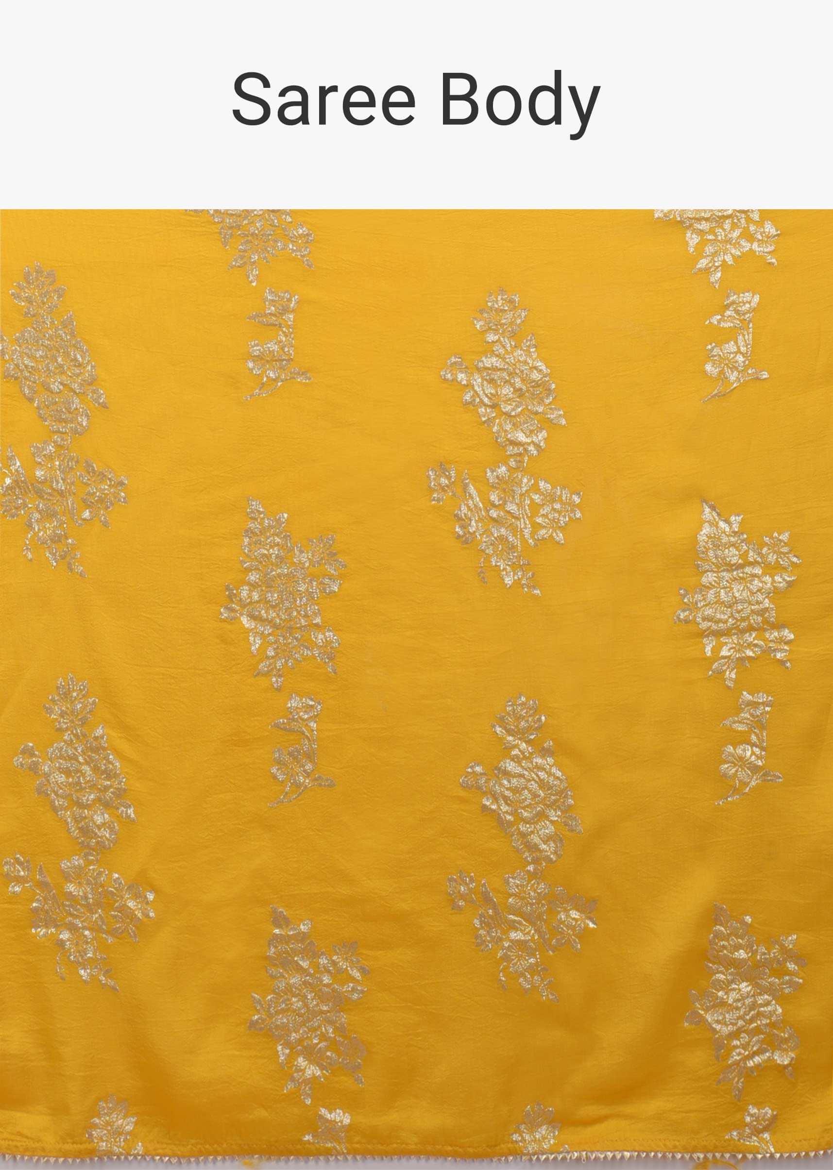 Dandelion Yellow Saree In Silk With Weaved Floral Motifs In Repeat Pattern