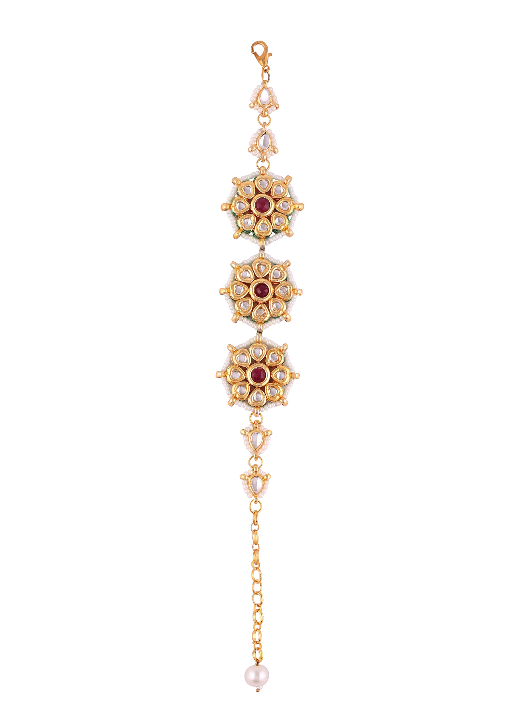 Floral-Shaped Gold Toned Kundan Bracelet