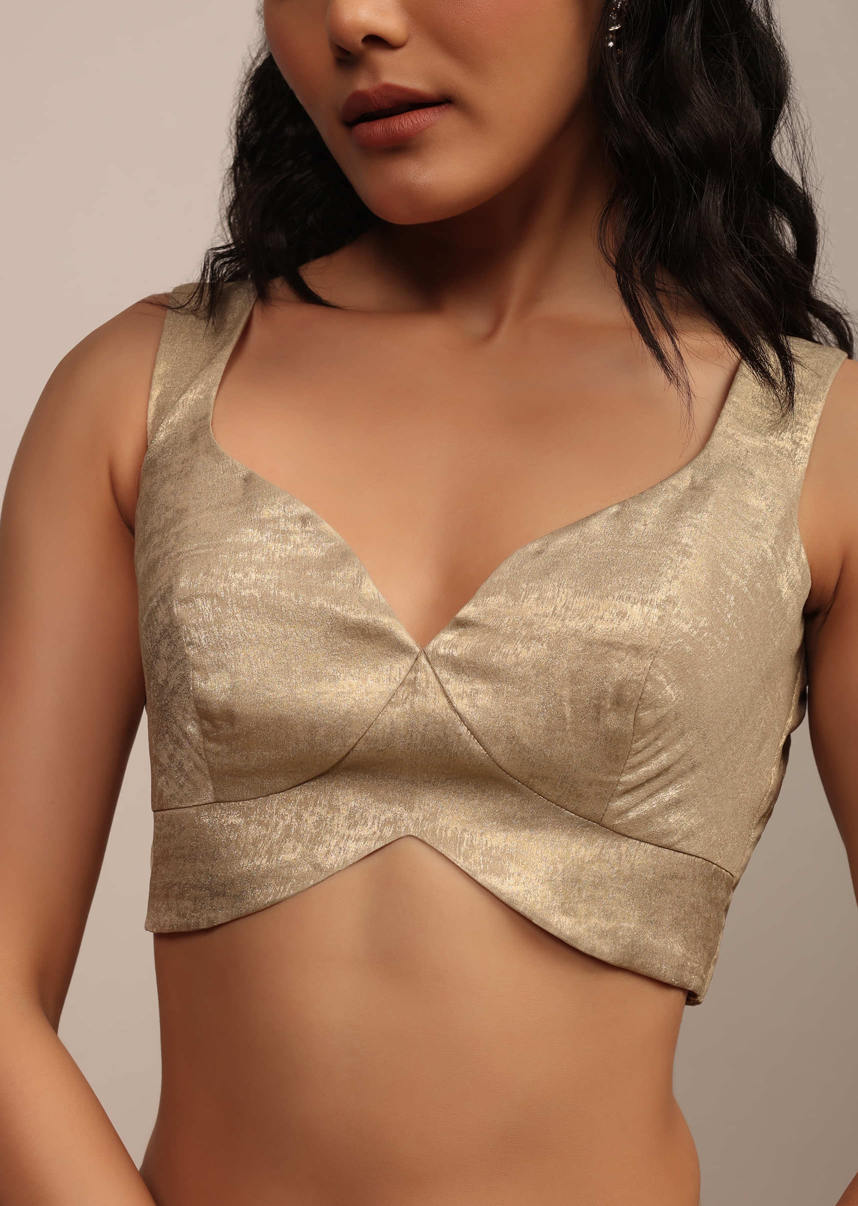 Glam Gold Sleeveless Blouse In Glam Gold With A Sweetheart Neckline