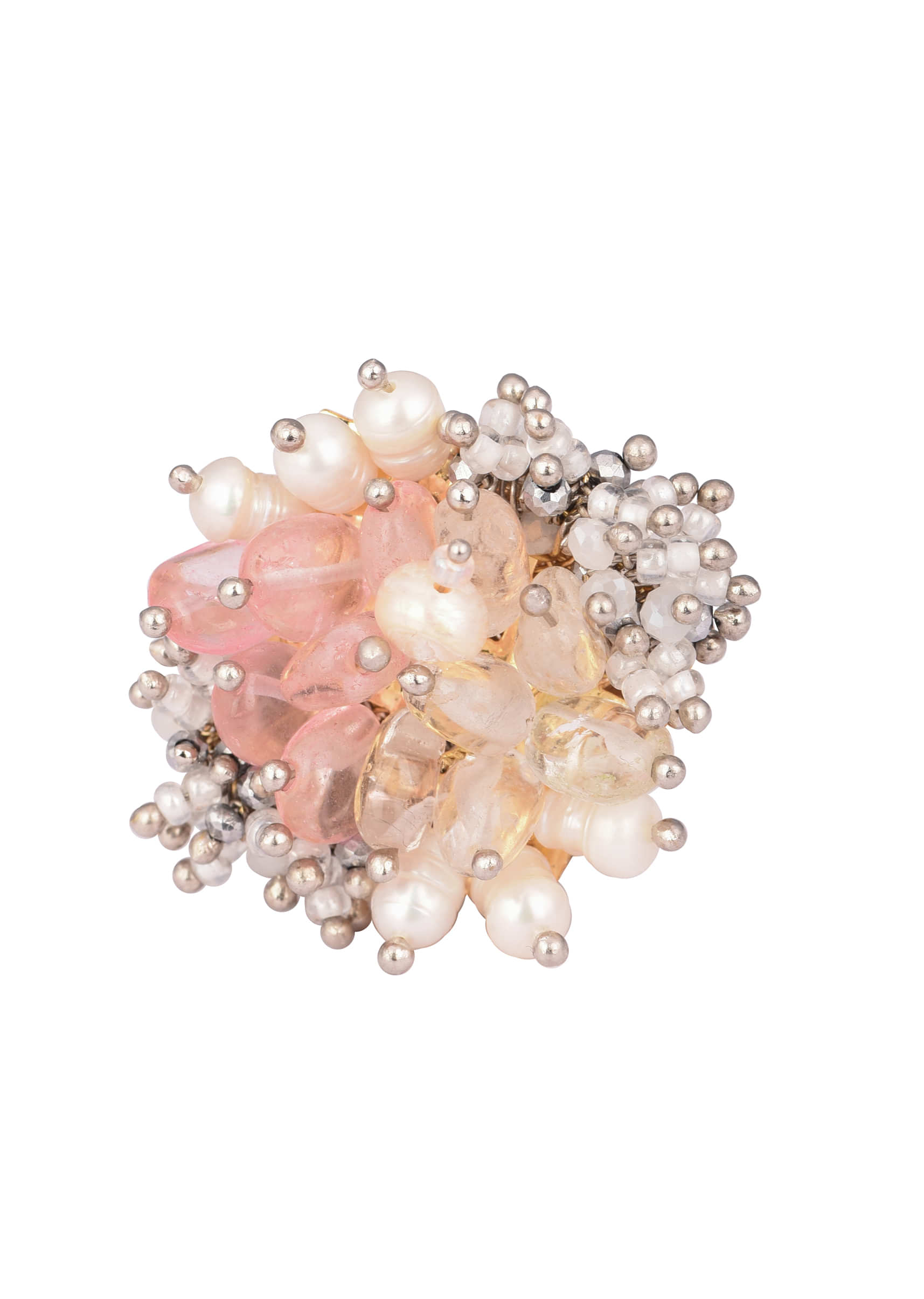 Gold Finish Handcrafted Shell Pink Pearl Ring