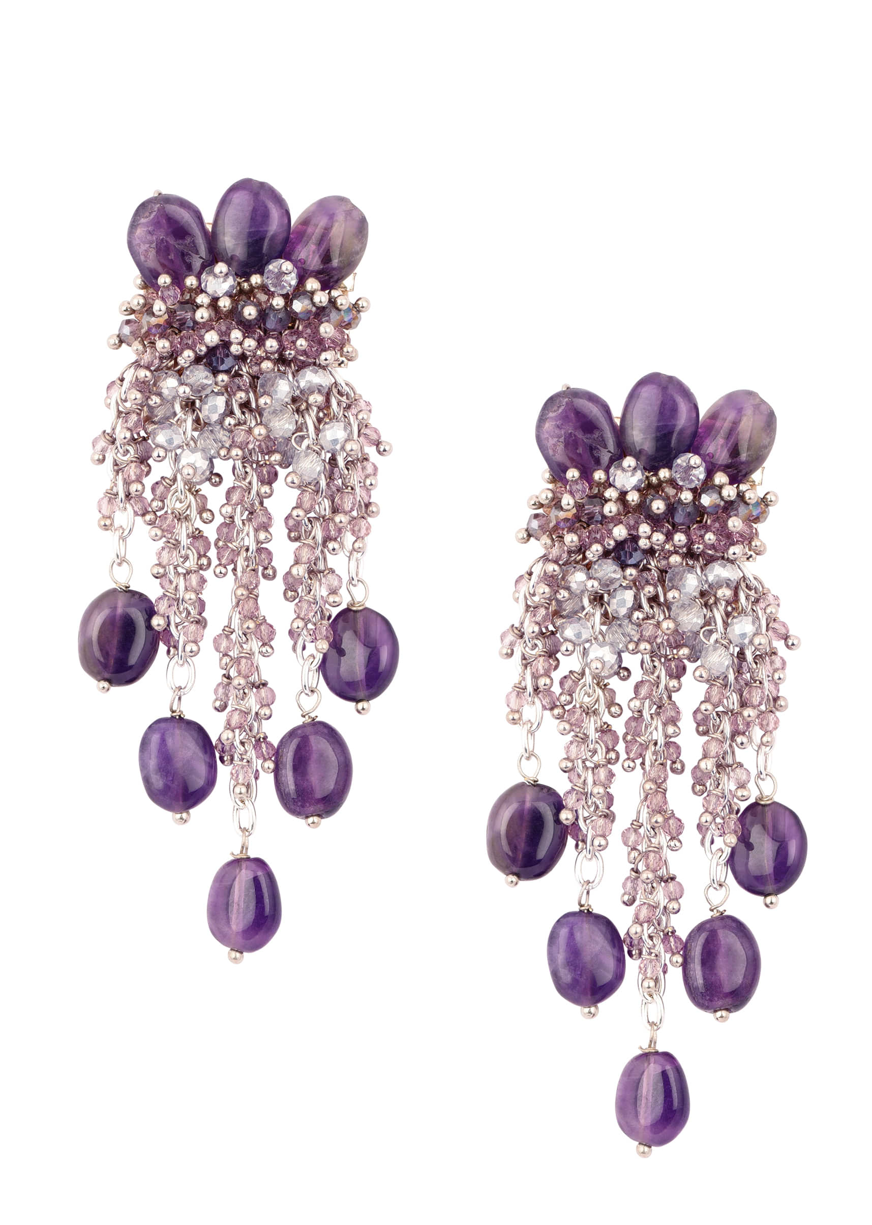 Gold Finish Purple Handcrafted Dangler Earrings