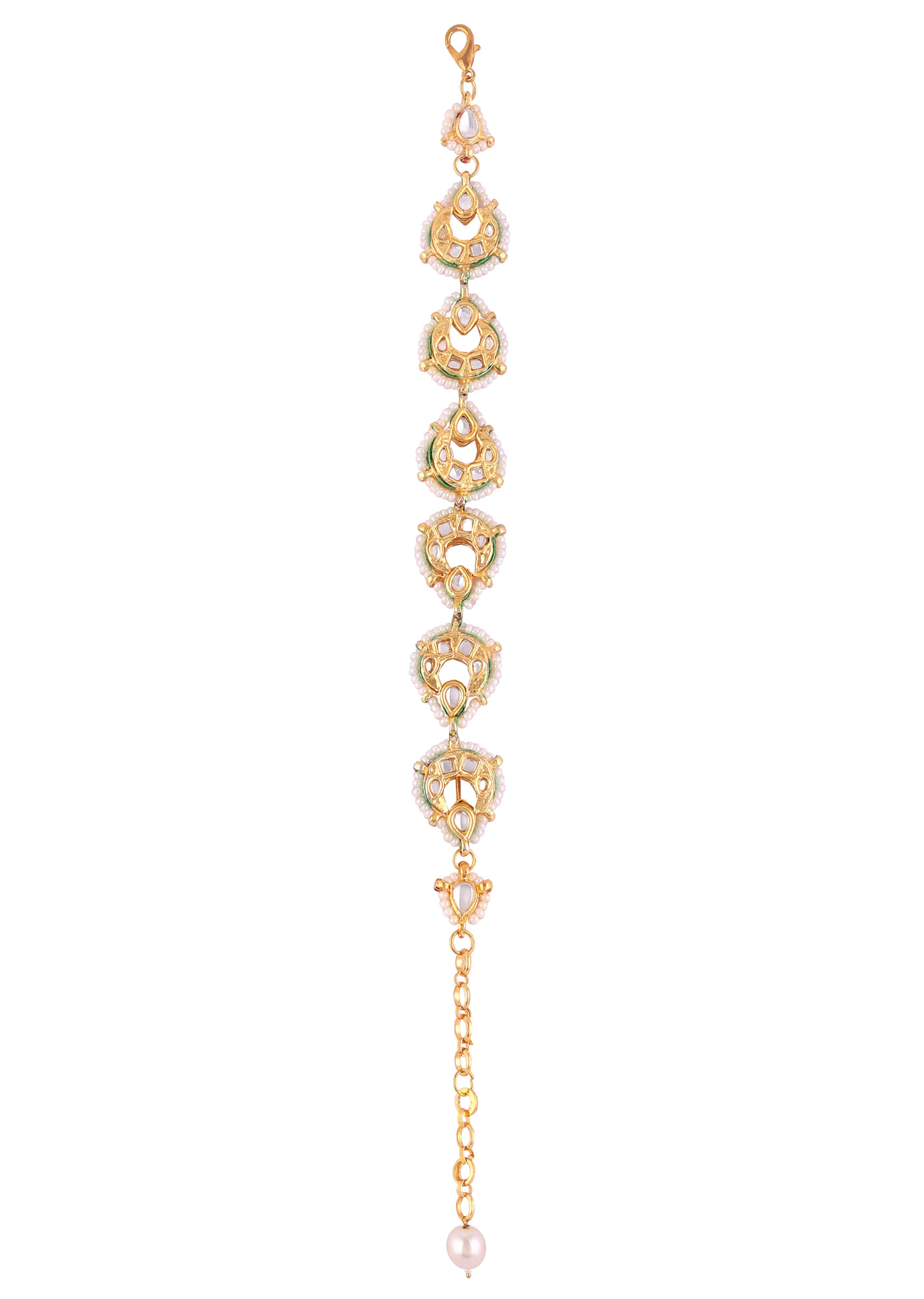 Gold Toned Kundan And Pearl Bracelet