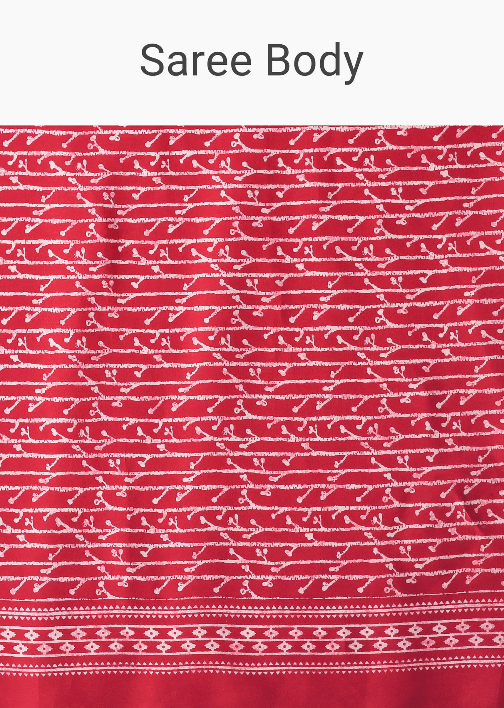 High Risk Red Batic Printed Crepe Saree