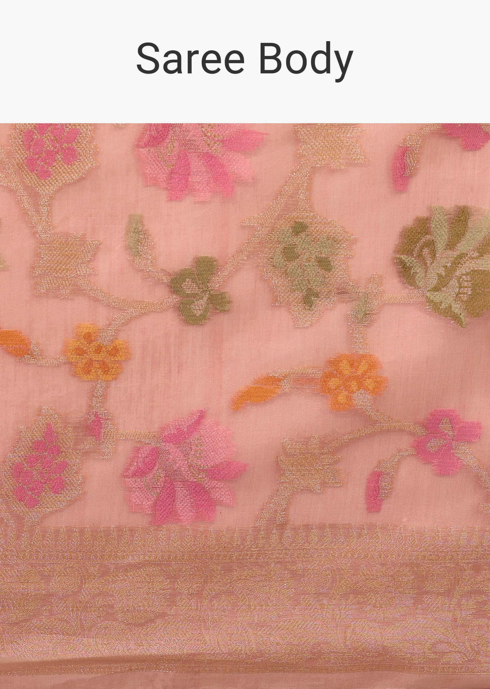 Blush Pink Saree In Banarsi Chanderi And Pure Handloom Cotton