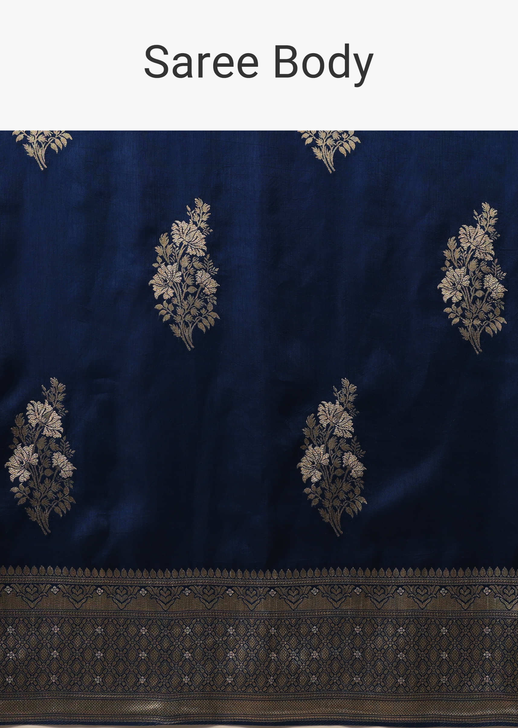 Indigo Blue Saree In Dola Silk With Embroidered Floral Buttas 