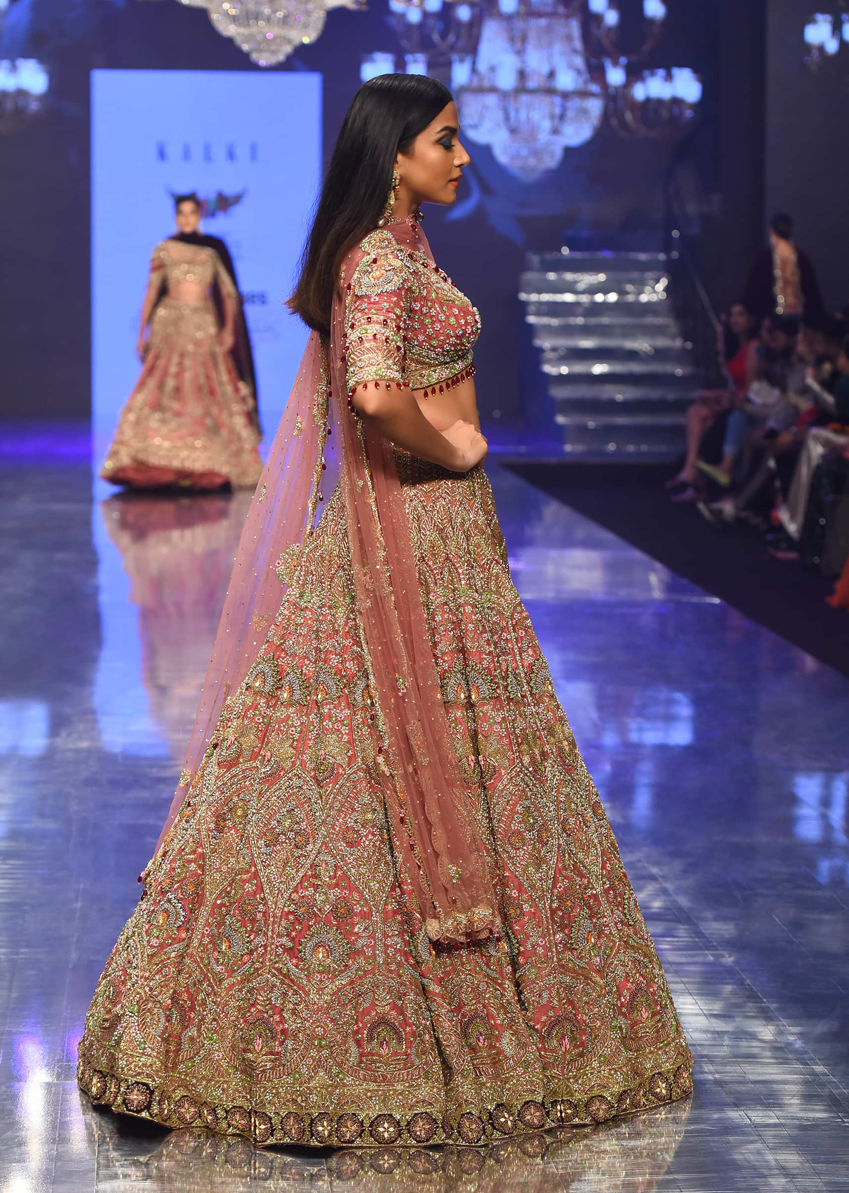 Rose Pink Bridal Lehenga In Raw Silk With Heavy Embroidery - NOOR 2022