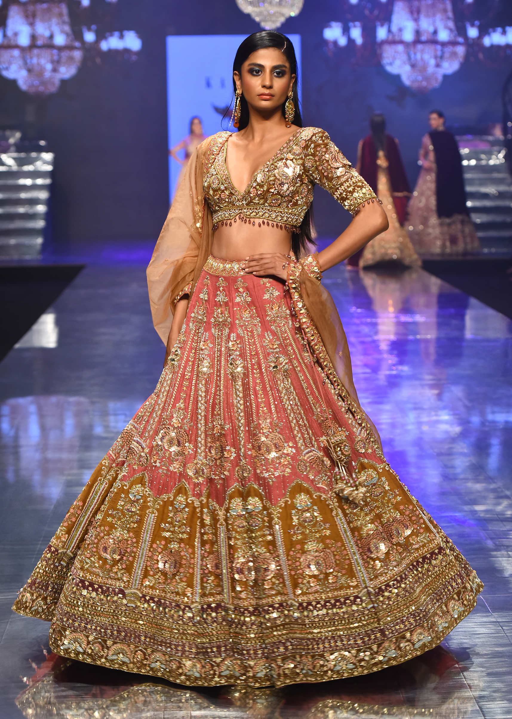 Raw Silk And Velvet Rose Pink Bridal Lehenga With Heavy Embroidery - NOOR 2022