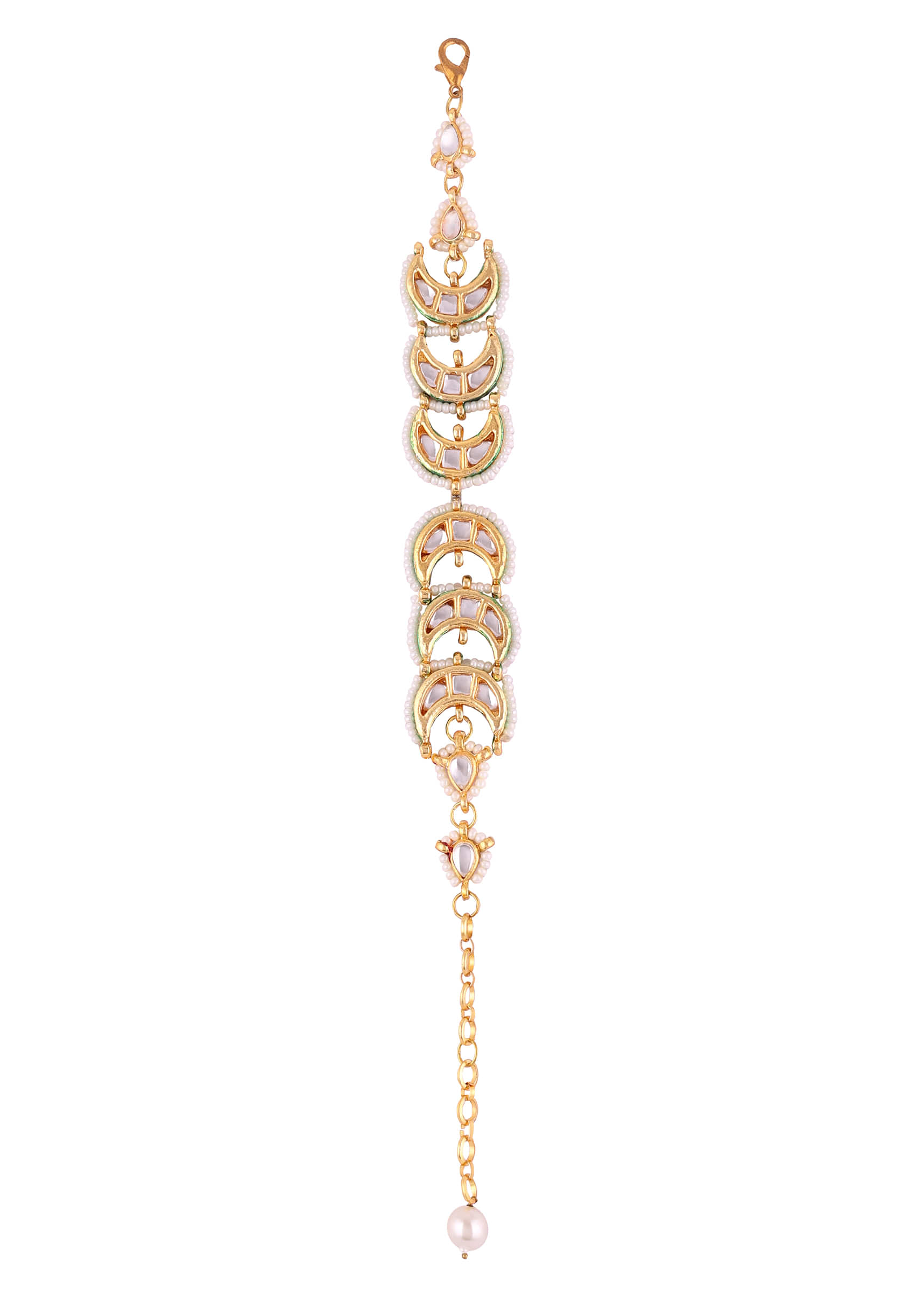 Kundan And Pearl Bracelet In Gold Tone