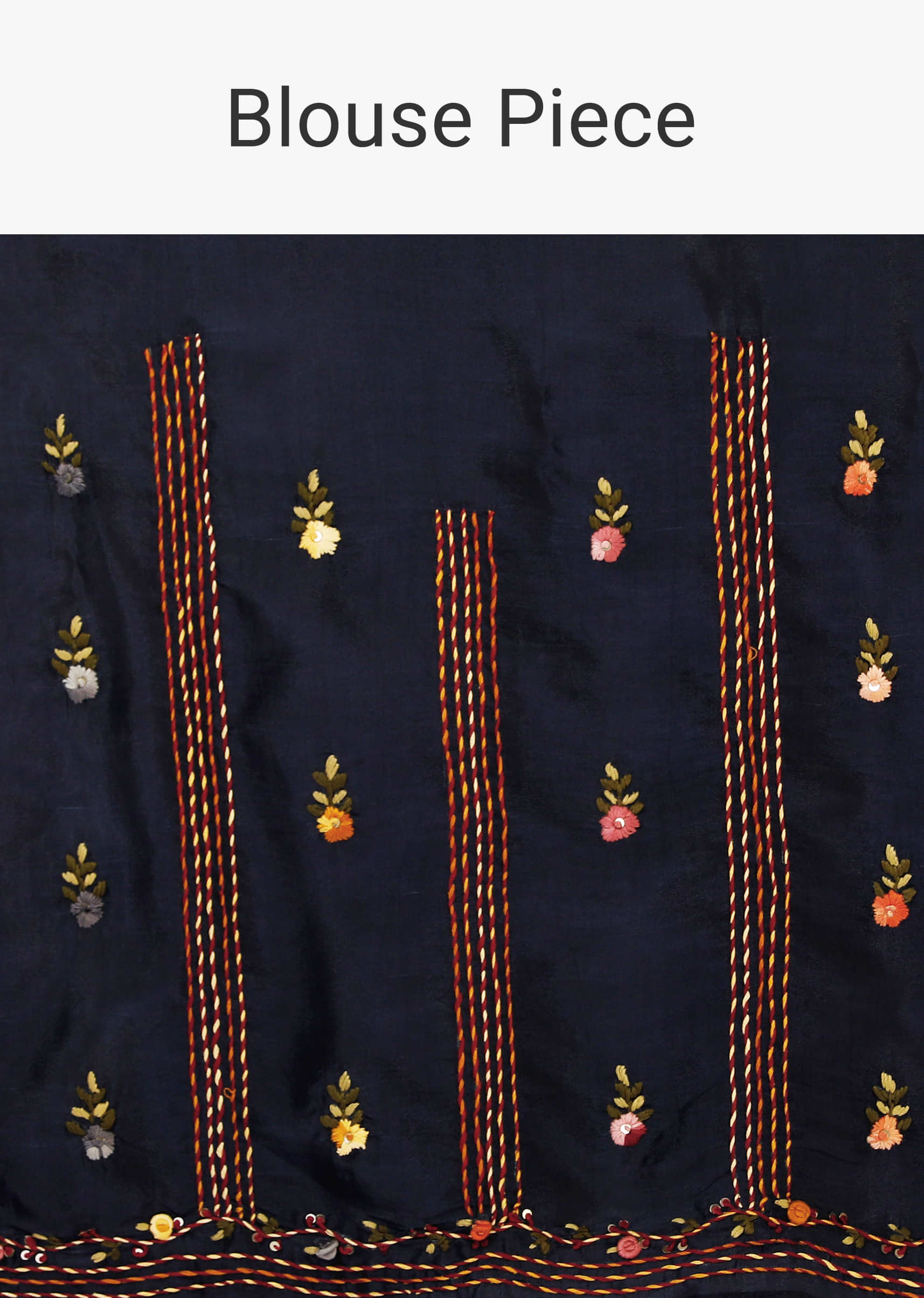 Mood Indigo Saree In Satin Silk With Bud Embroidered Floral And Honeycomb Motifs On The Pallu Along With Butti Design  