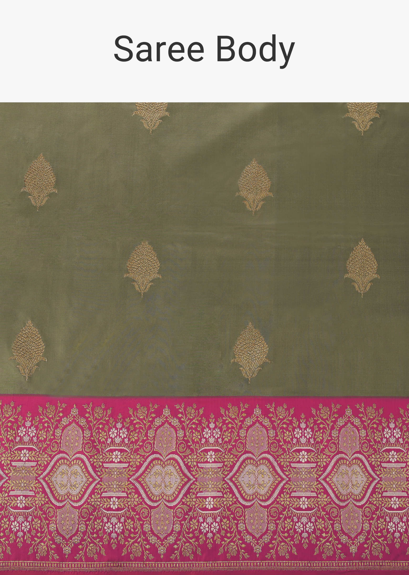 Moss Green Embroidered Uppada Silk Saree With Antique Zari And Threadwork