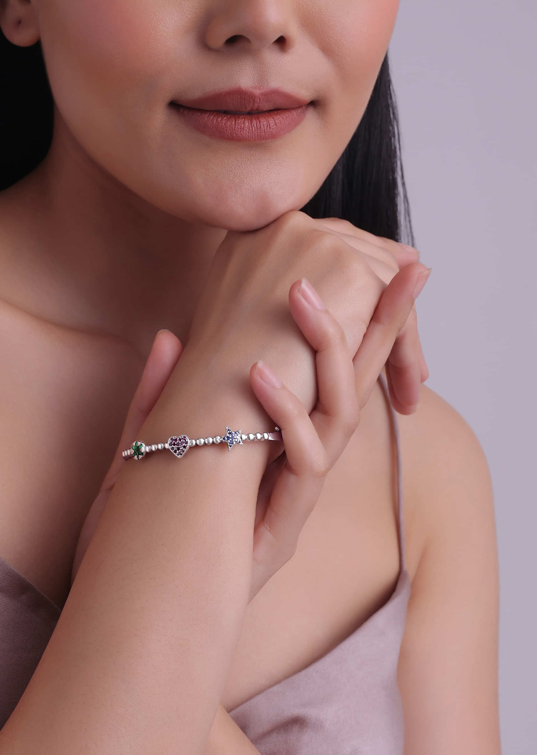 Multi-Color Swarovski Diamonds Openable Bracelet In 92.5 Sterling Silver