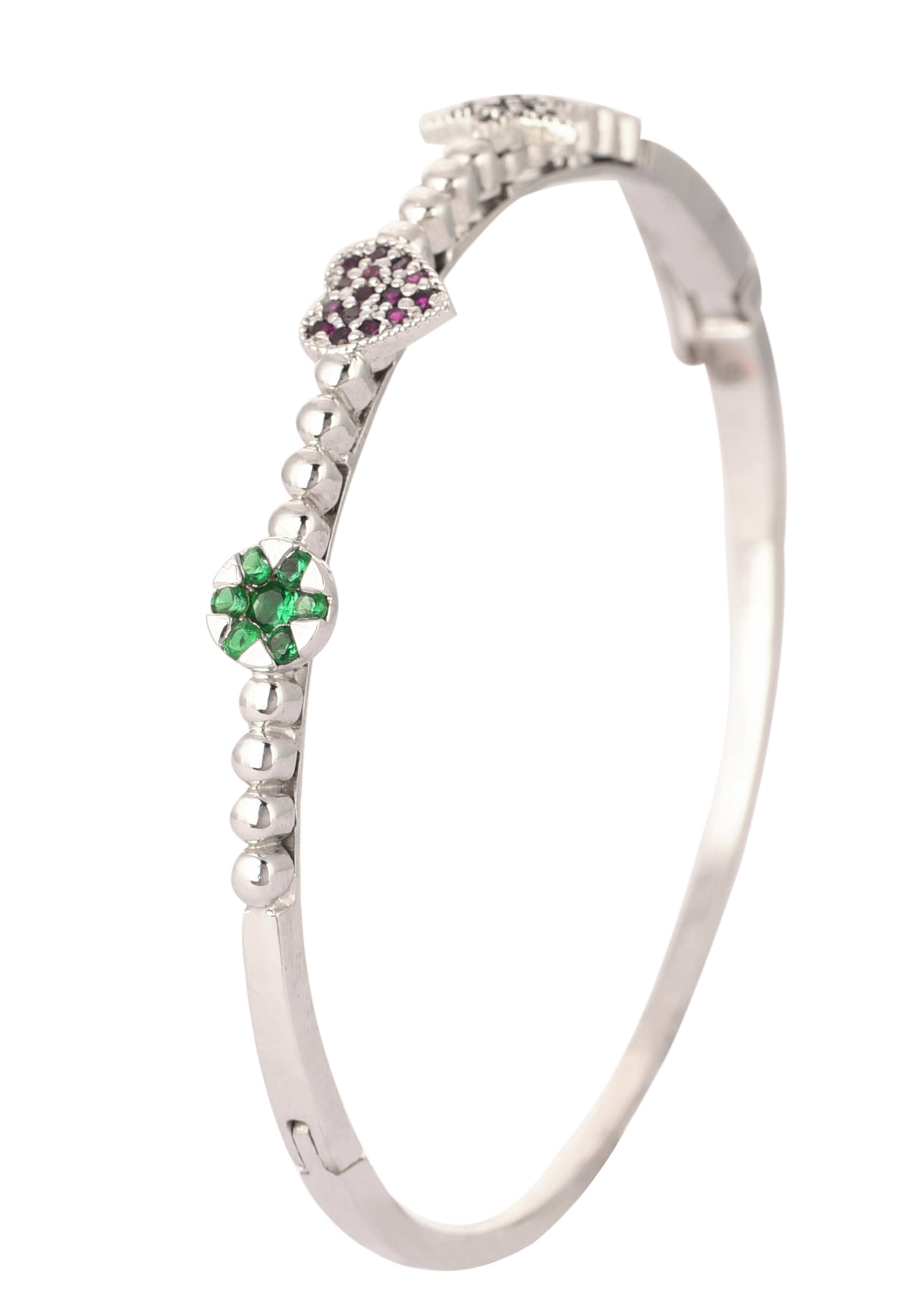 Multi-Color Swarovski Diamonds Openable Bracelet In 92.5 Sterling Silver