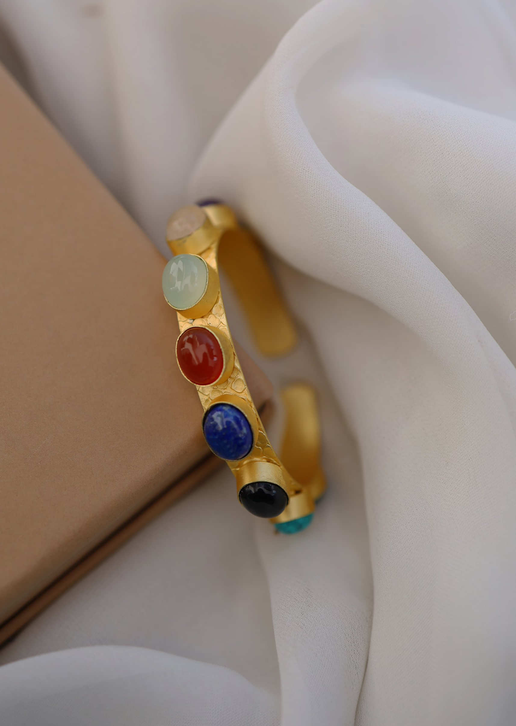 Multi Color Stones Polki Gold Bracelet