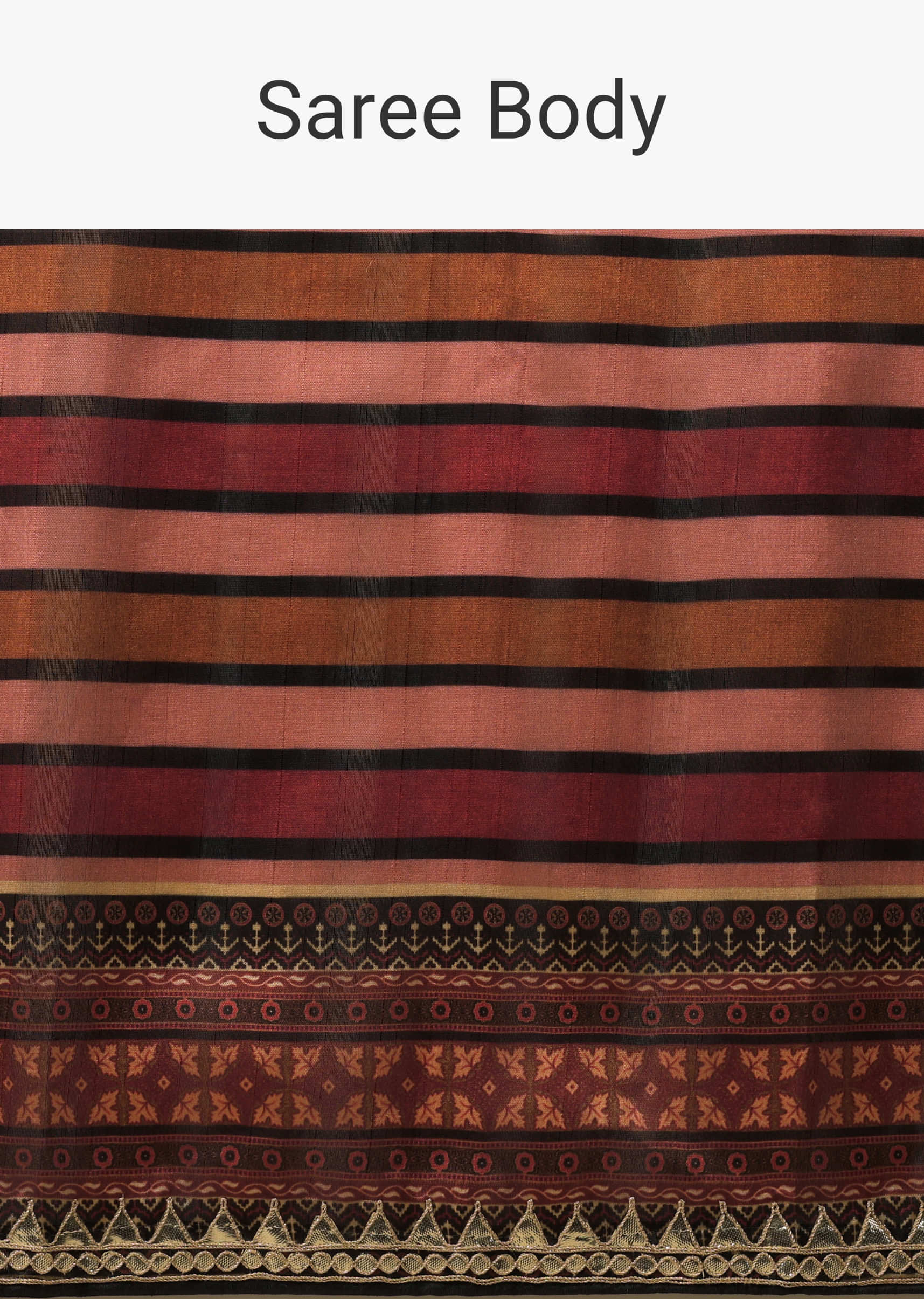 Multicolor Stripe Printed Saree In Chanderi Cotton With Gotta Patti Work On The Borders
