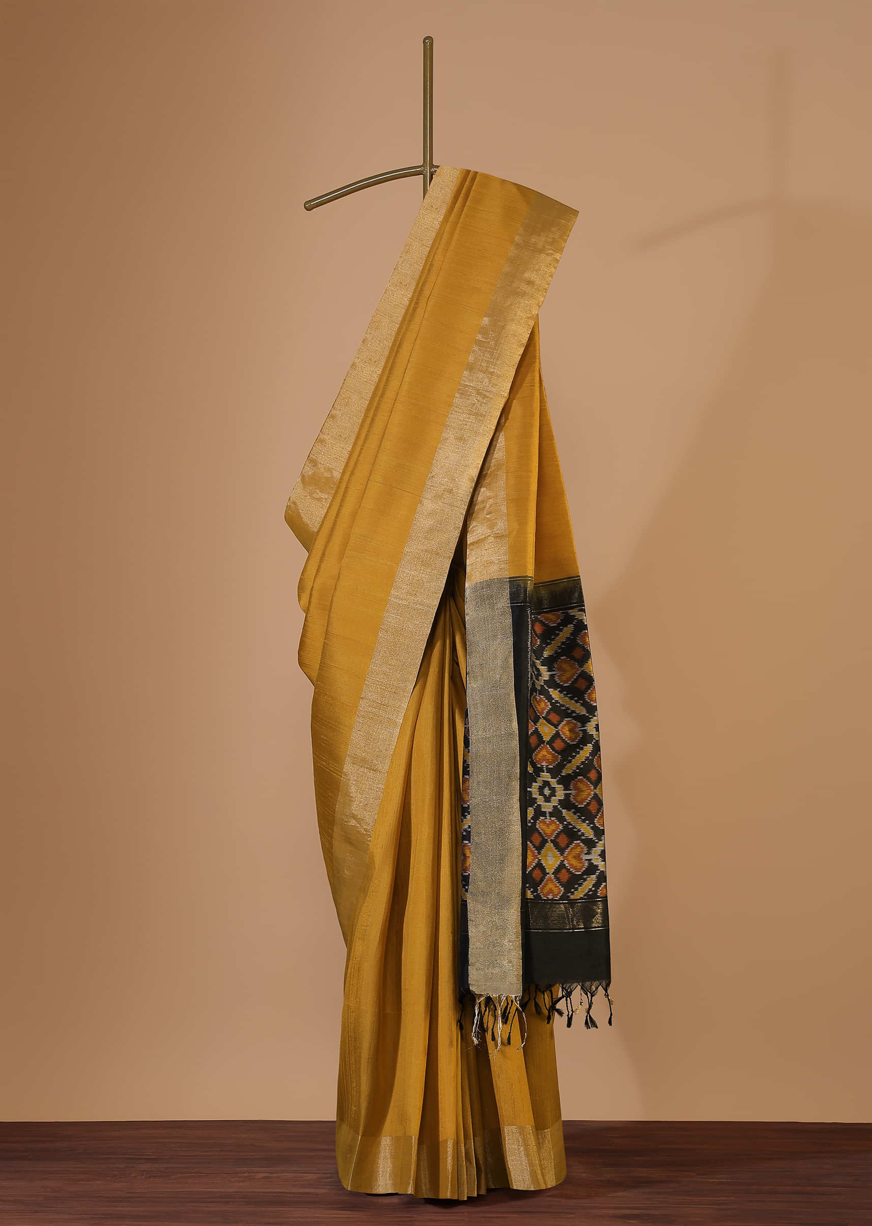 Mustard Yellow Saree In  Album South Silk With Patola Pallu And Unstitched Blouse