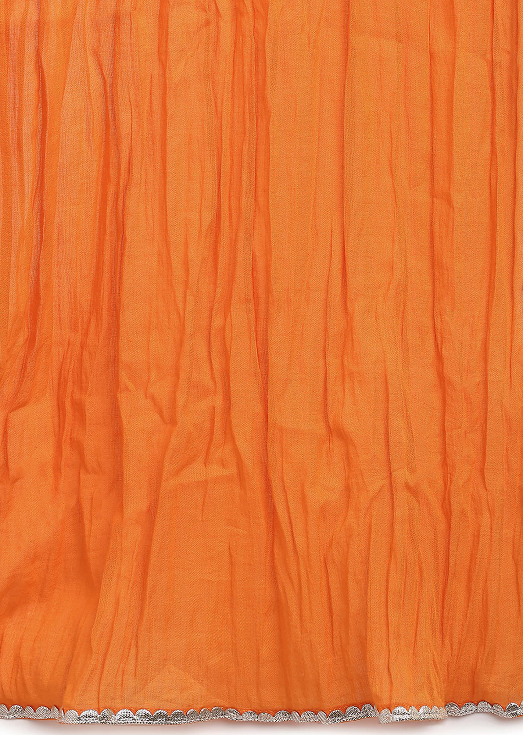 Kalki Girls Orange Sharara Suit In Cotton With A Flared Mango Printed Kurti By Tiber Taber