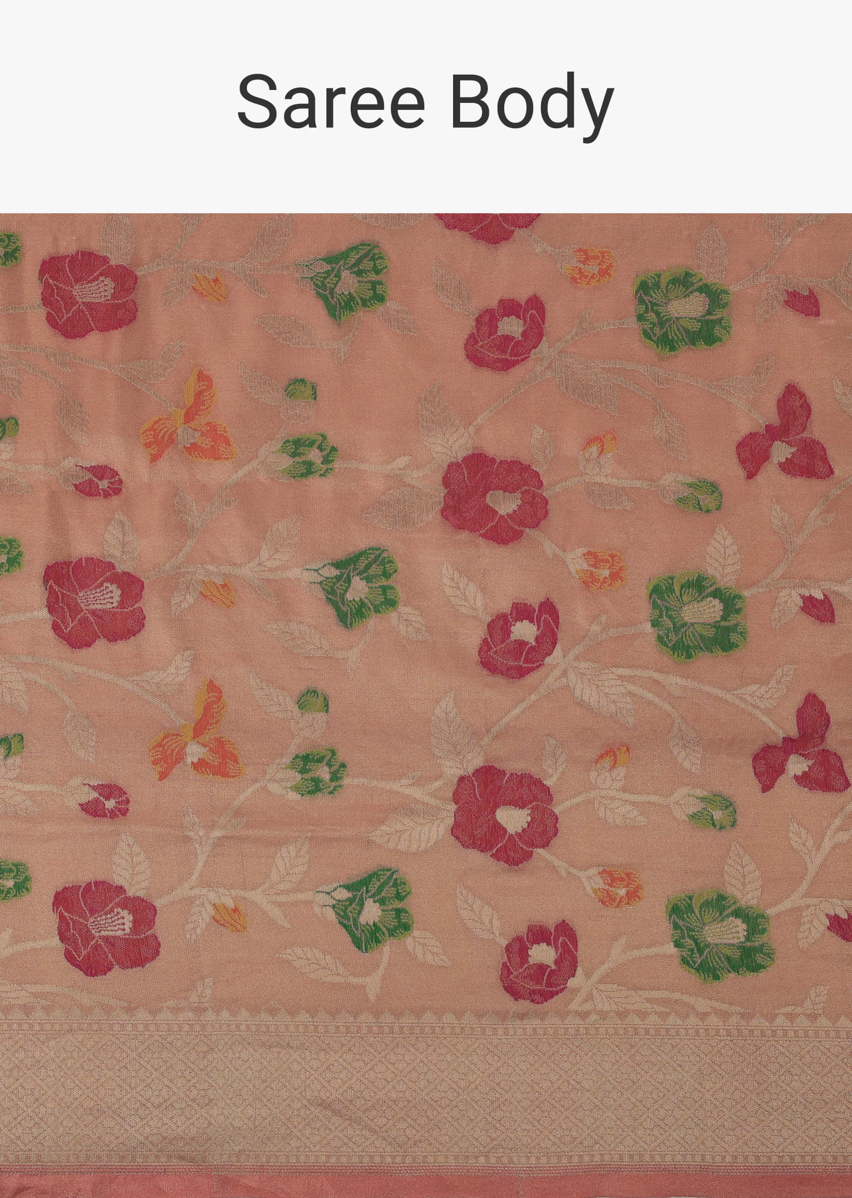 Peach Pink Banarasi Saree With Kadhava Jaal Weave And Meenakari Work In Katan Silk