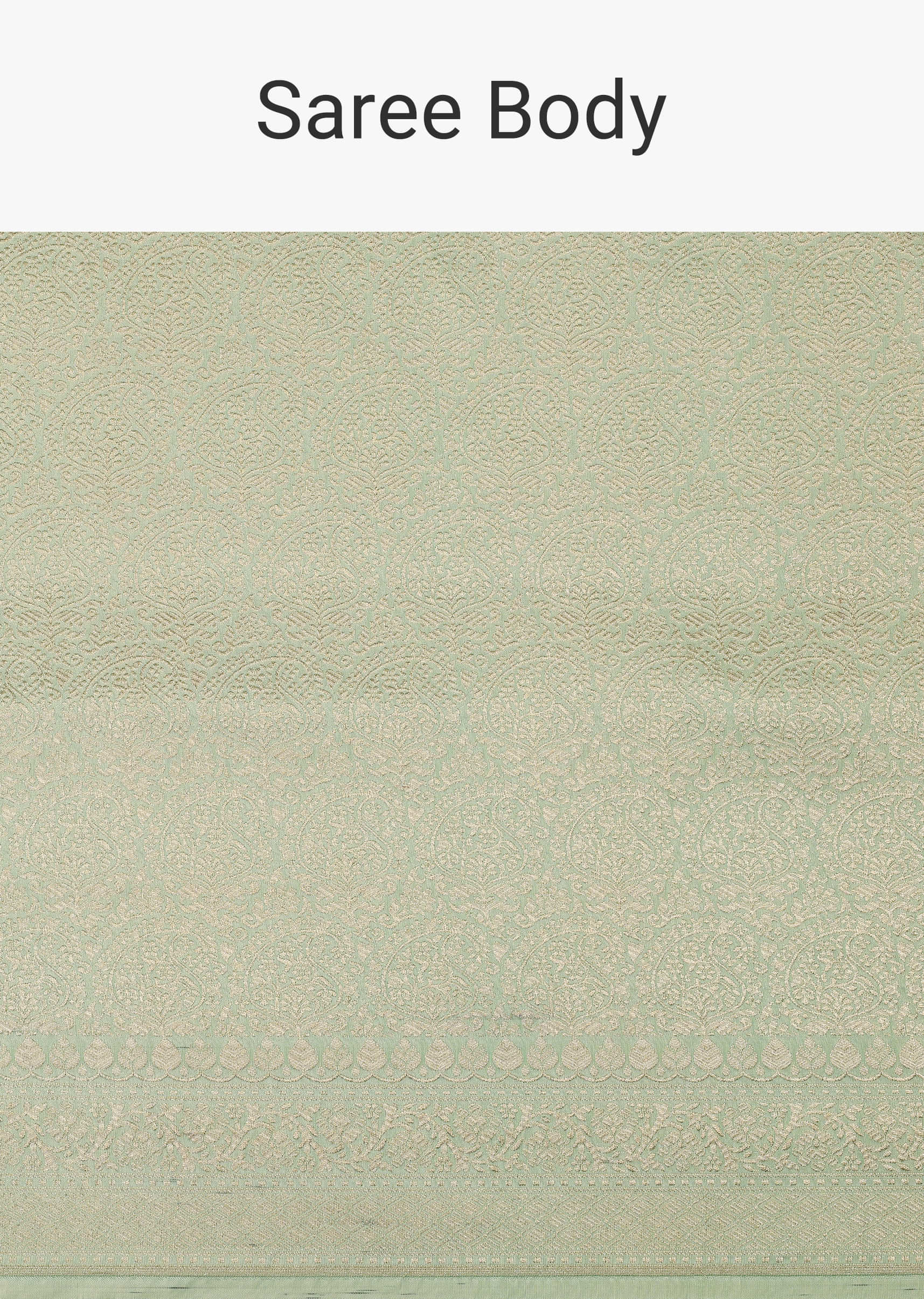 Pista Green Handloom Banarasi Saree With Brocade Weave In Uppada Silk