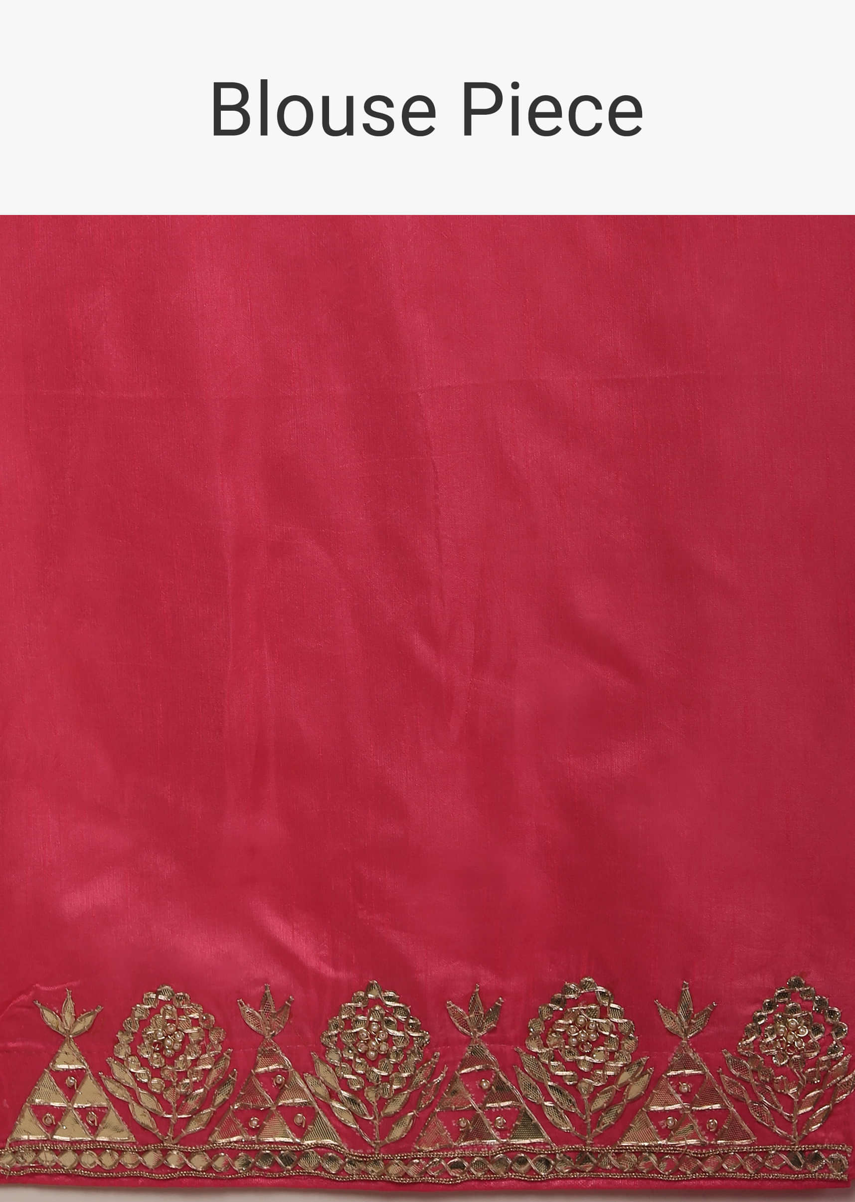 Rani Pink And Fuchsia Dual Toned Saree In Organza With Lehariya Print And Gotta Patti Embroidered Geometric Floral Border