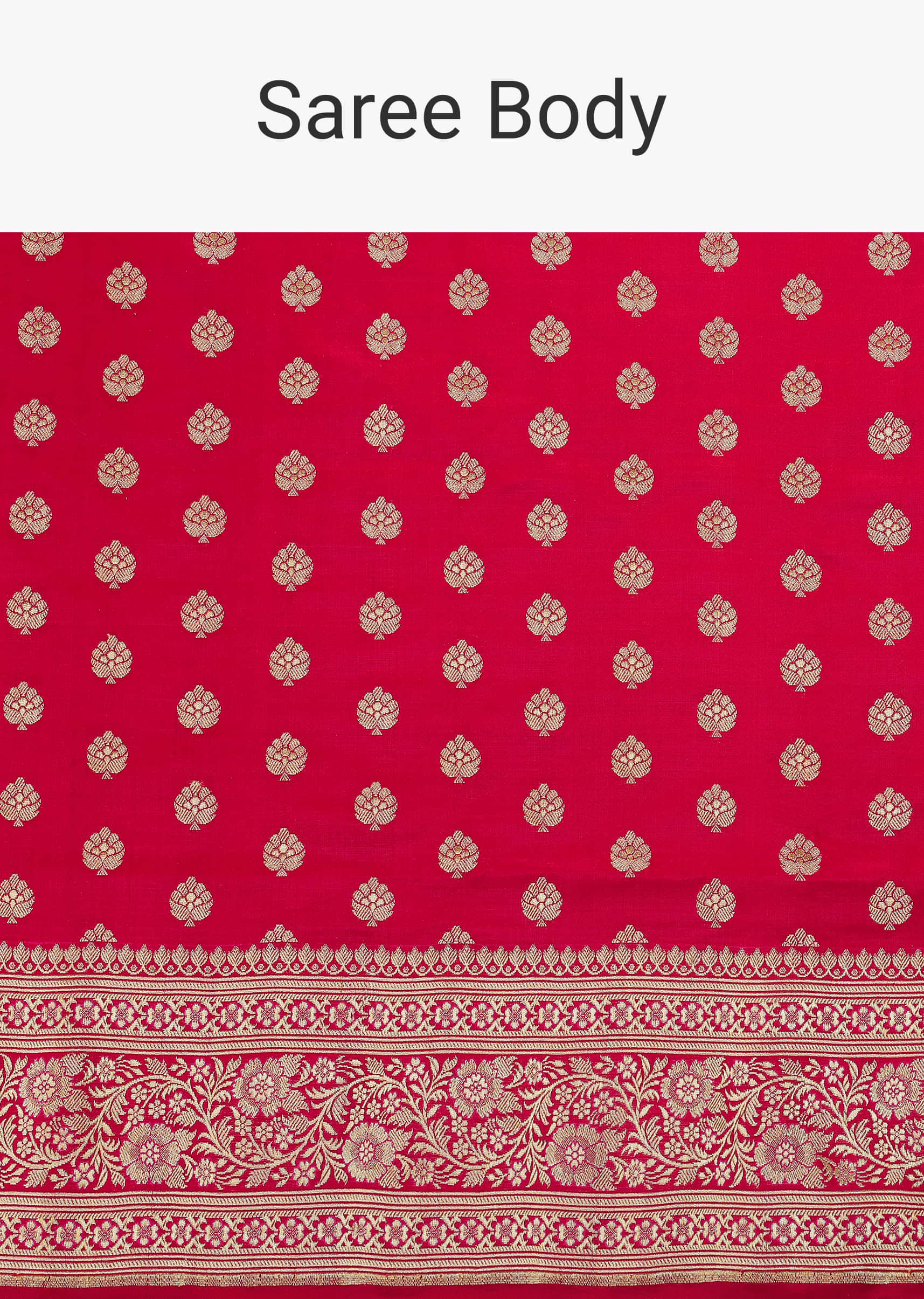 Red Handloom Banarasi In Katan Silk With Kasub Butti Weave And Unstitched Blouse