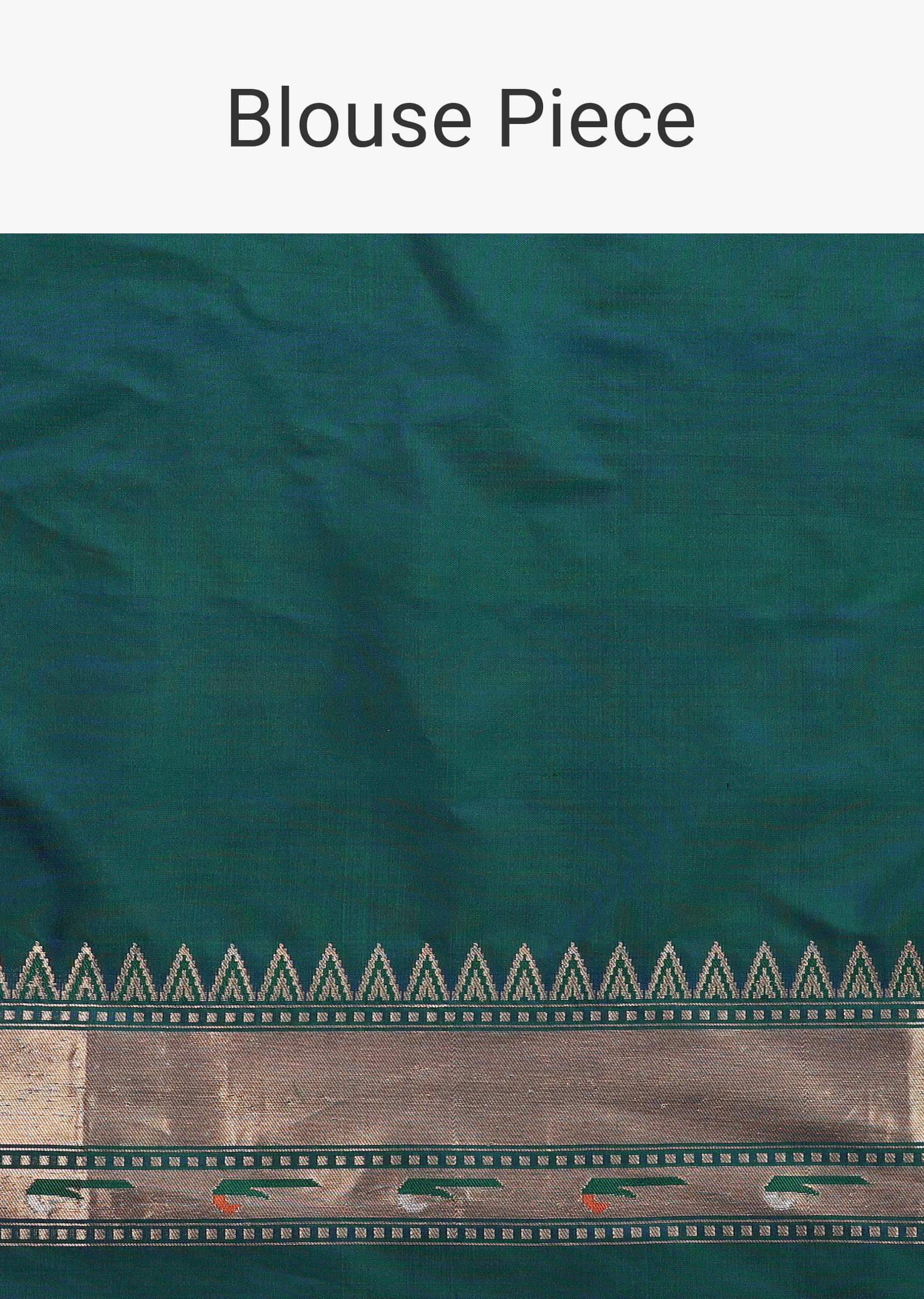 Alpine Green Banarasi Saree In Katan Silk With Paithani Pallu With Blue Shade And Unstitched Blouse