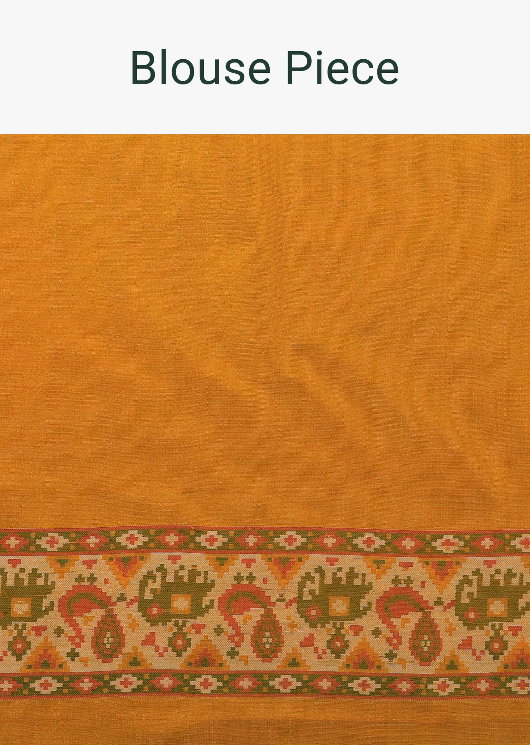 Ocher Yellow Banarasi Patola Saree In Katan Silk With Ikat Weave And Unstitched Blouse