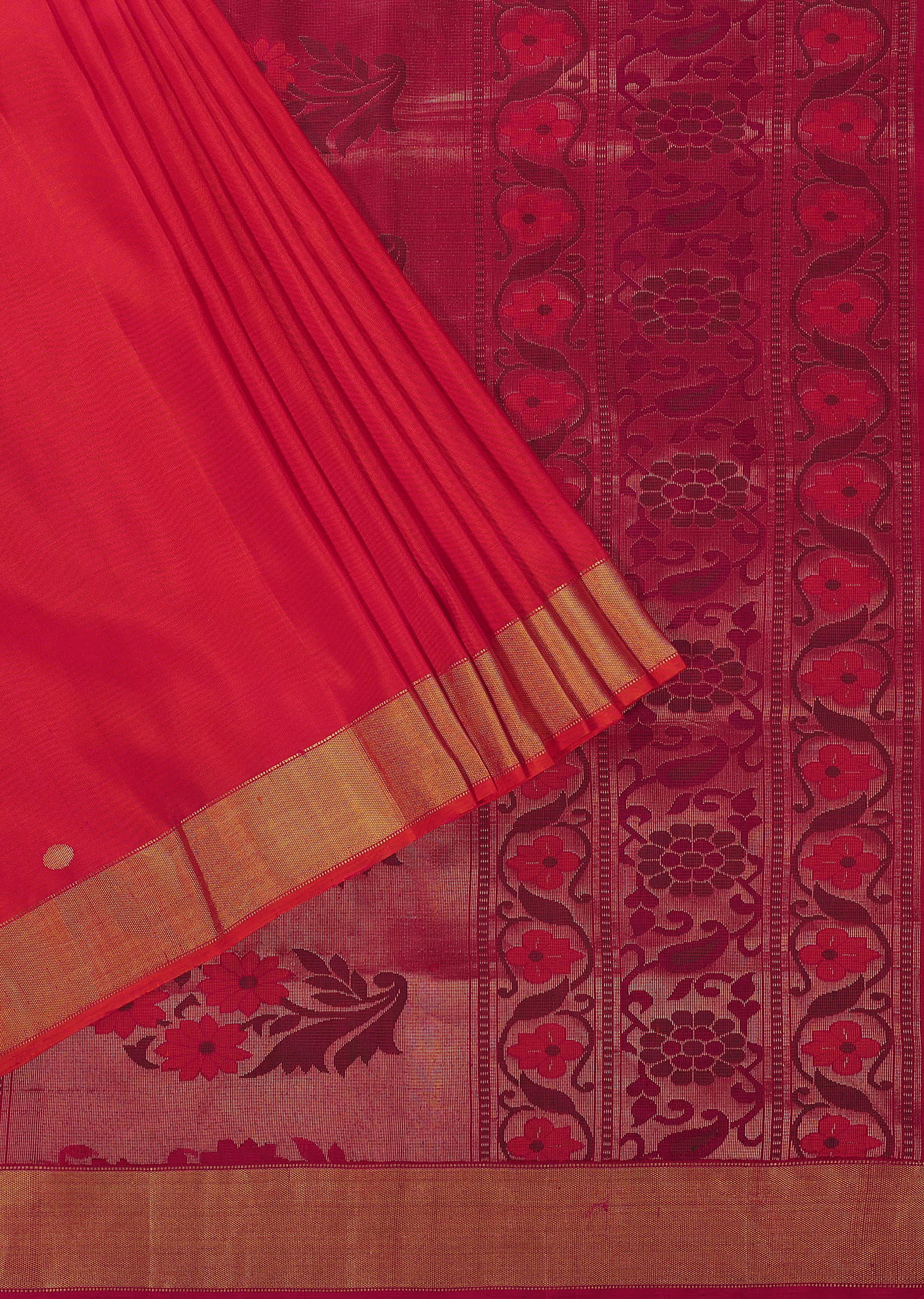 Teaberry Pink Handloom Saree In Album Silk With South Paithani Pallu And Unstitched Blouse