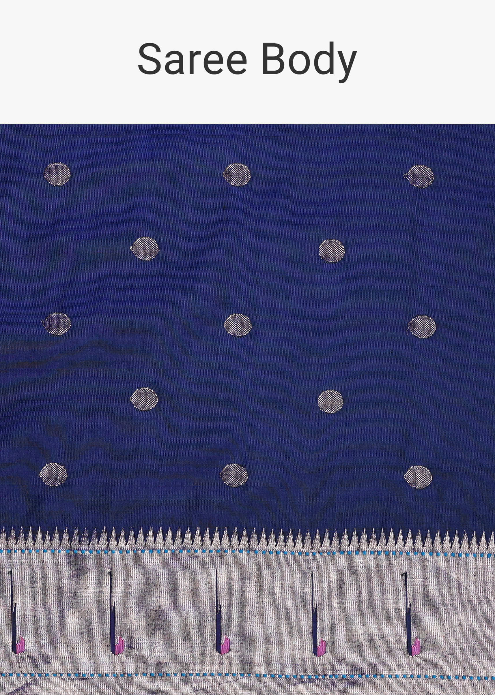 Midnight Blue Maharashtrian Paithani Woven Saree In Katan Silk With Unstitched Blouse