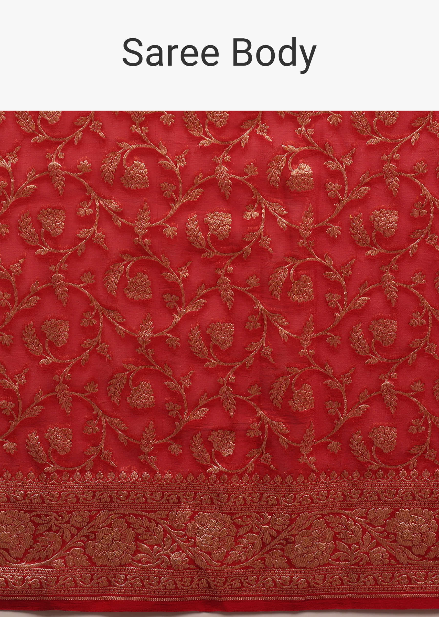 Rose Red Saree In Georgette With Woven Fern Motif Jaal Work