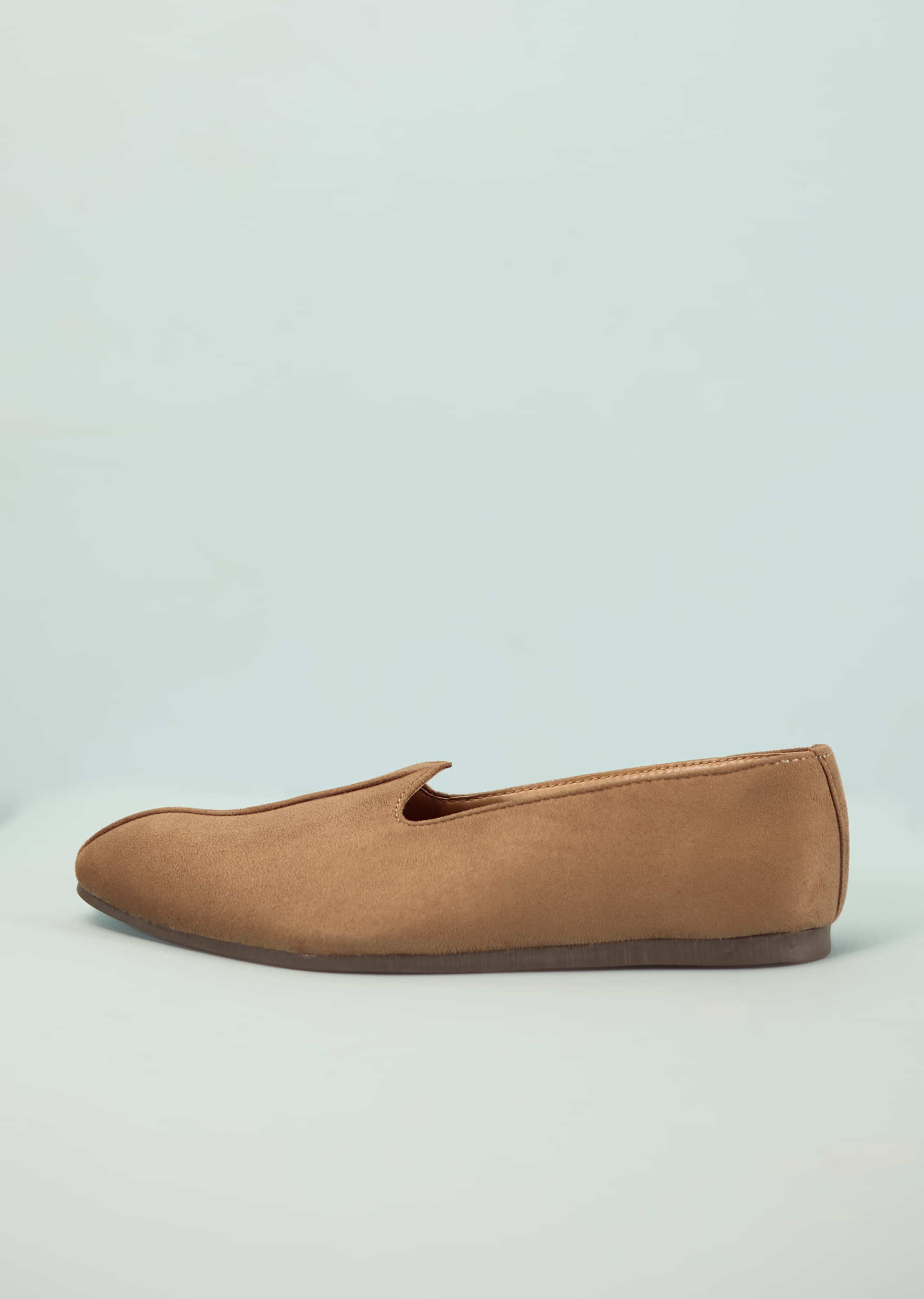 Nude Beige Solid Loafers For Men In Suede