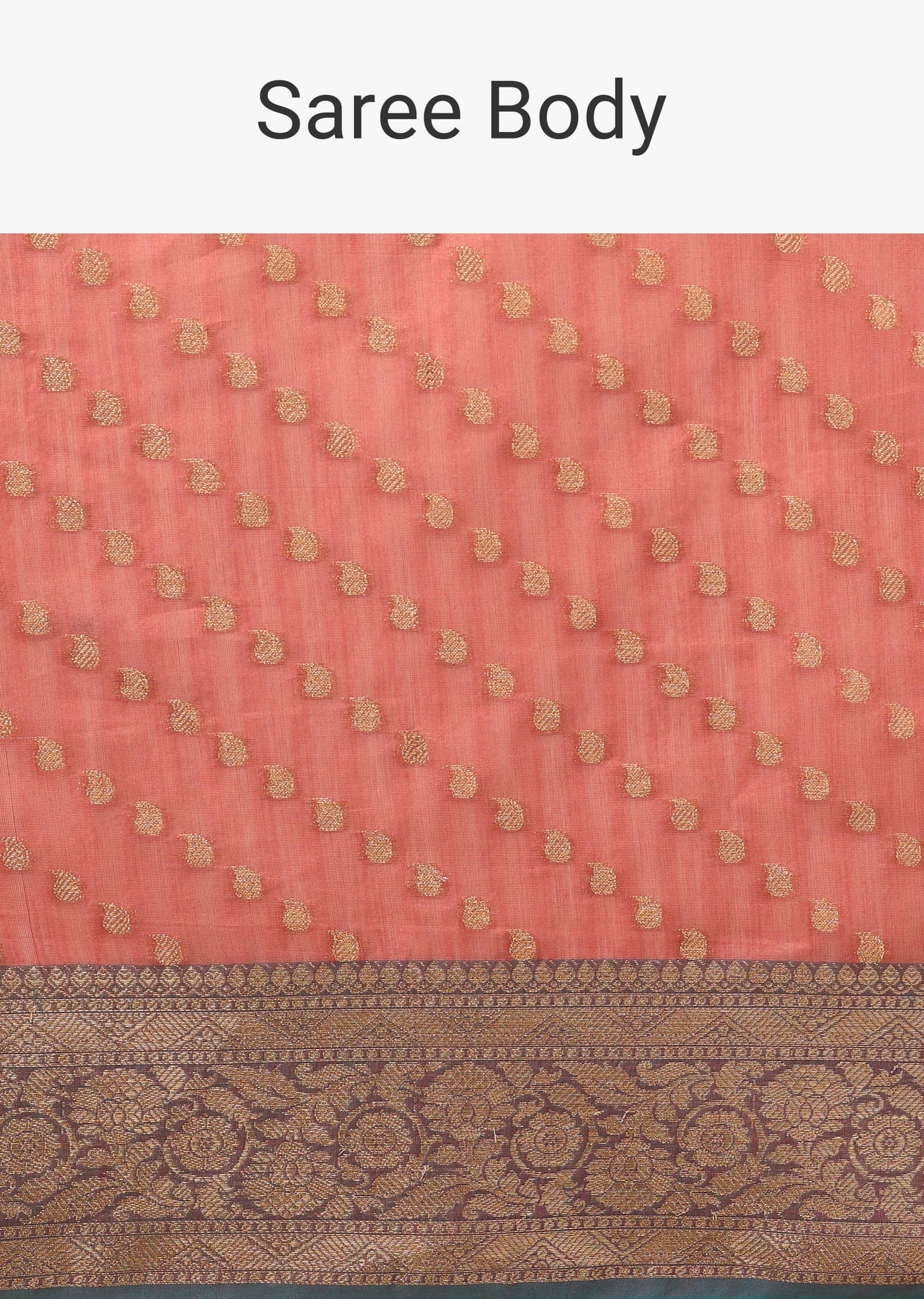 Peach Pink Saree In Banarsi Chanderi & Pure Handloom Cotton