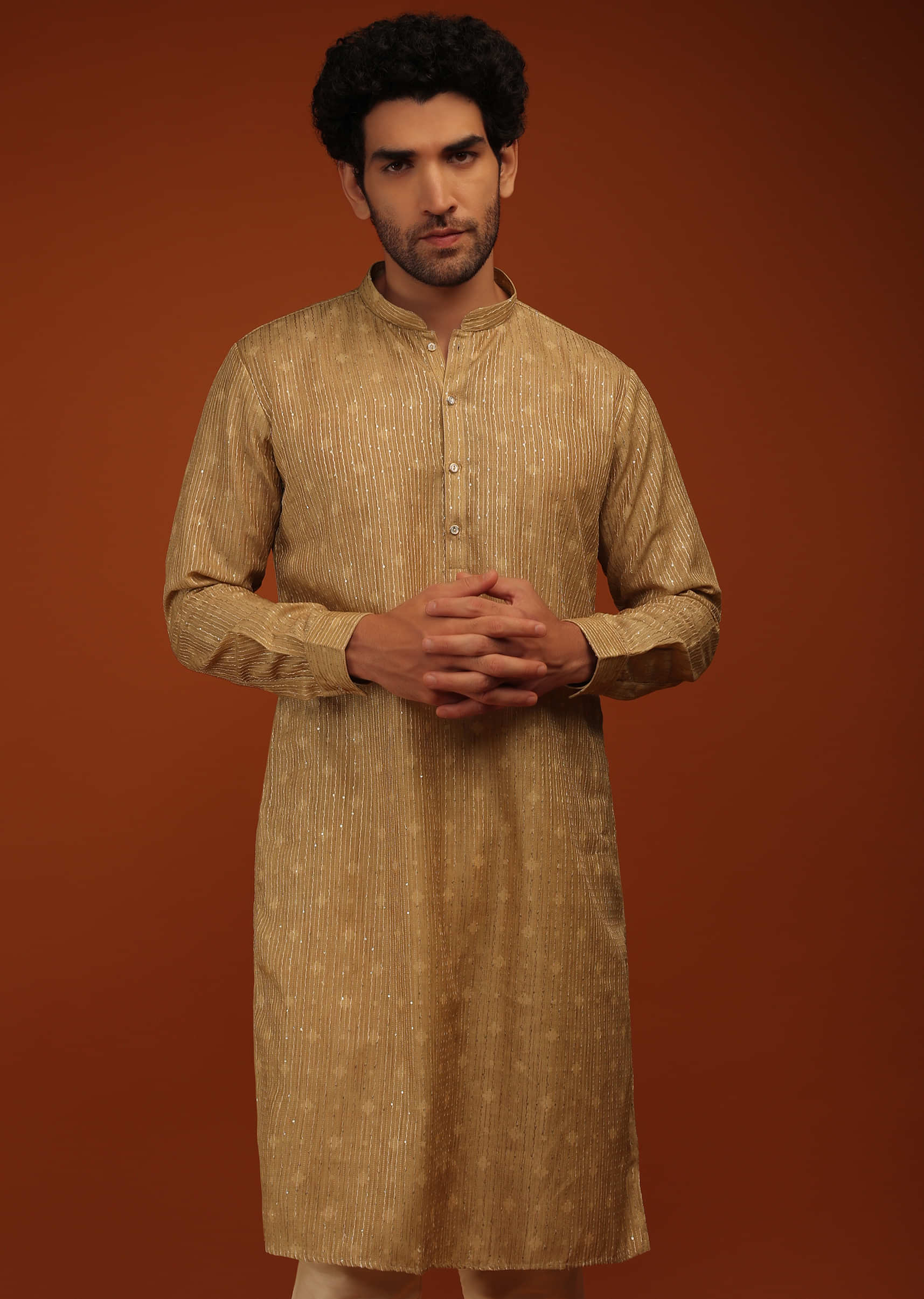 Taffy Brown Kurta Set In Sequins Embrodery
