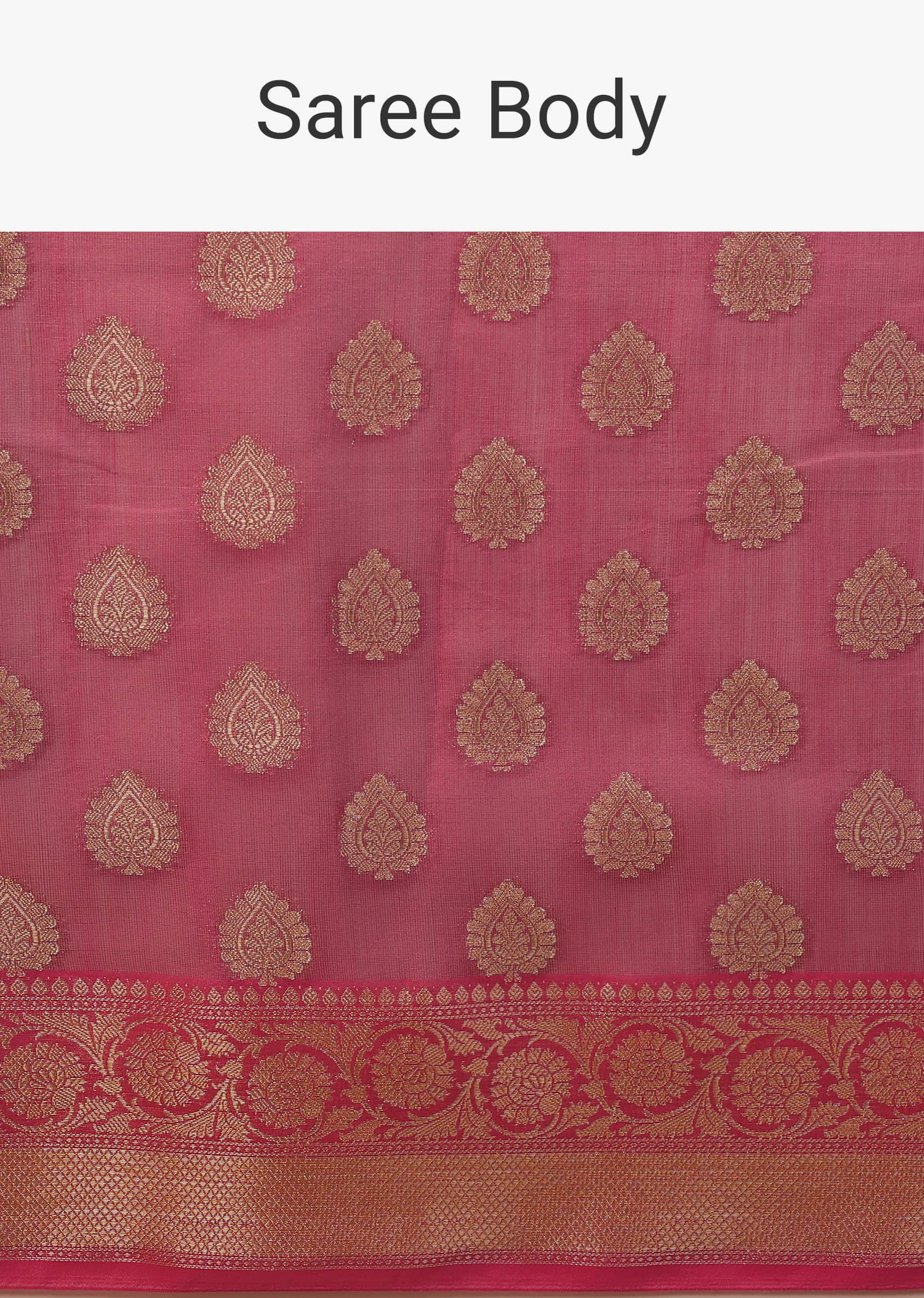 Wild Orchid Pink Saree In Pure Handloom Cotton With Banarasi Chanderi Weave