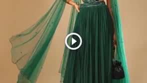 Bottle Green Gown In Crepe With Side Cut Outs In The Hand Embroidered Bodice Online - Kalki Fashion