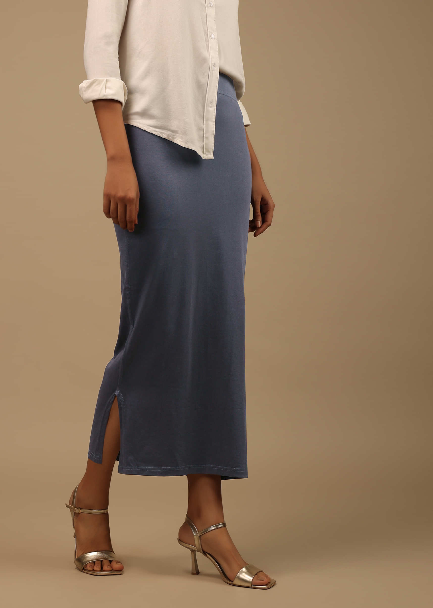 Buy Azure Blue Cotton Lycra Shapewear Saree Petticoat Online