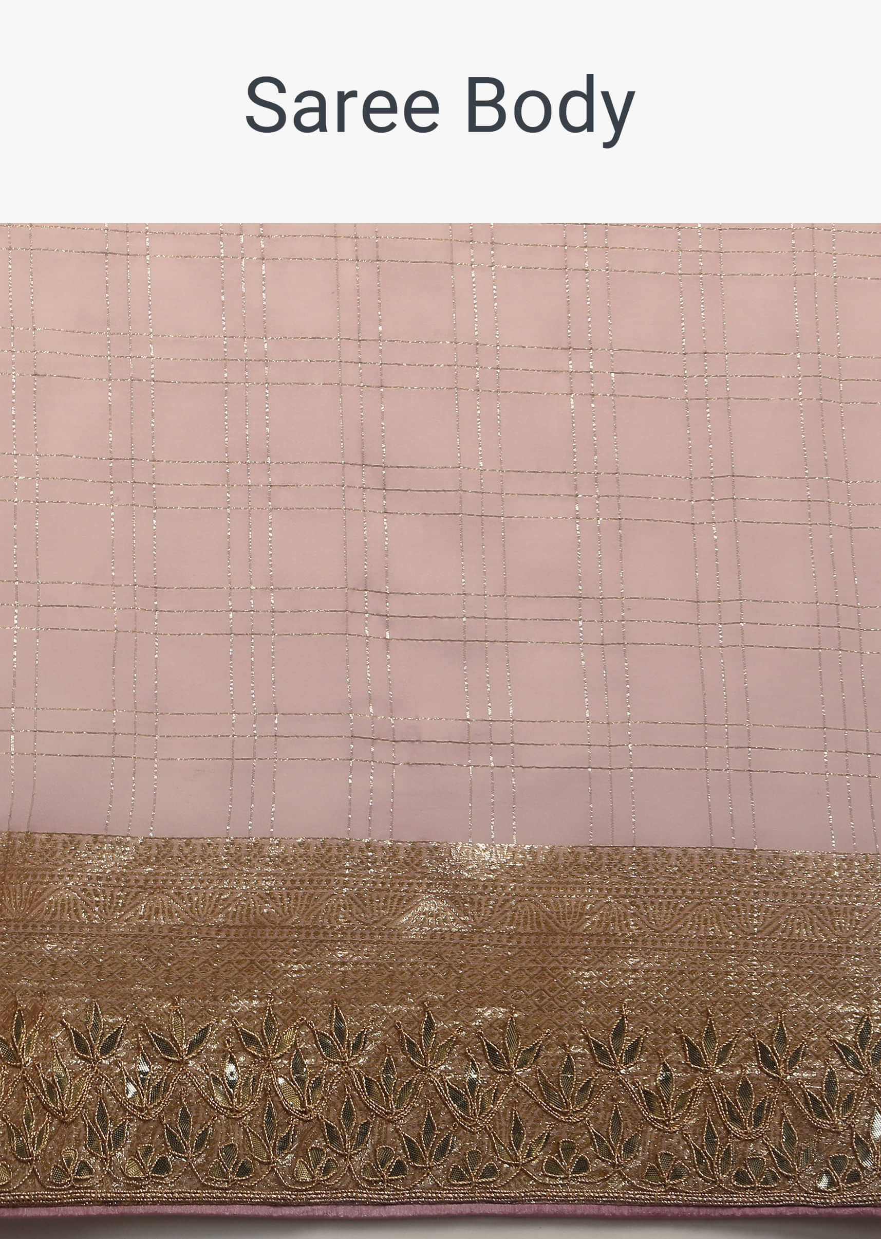 Keepsake Lilac Saree In Zari Kota Silk With Woven Checks And Gotta Embroidered Border