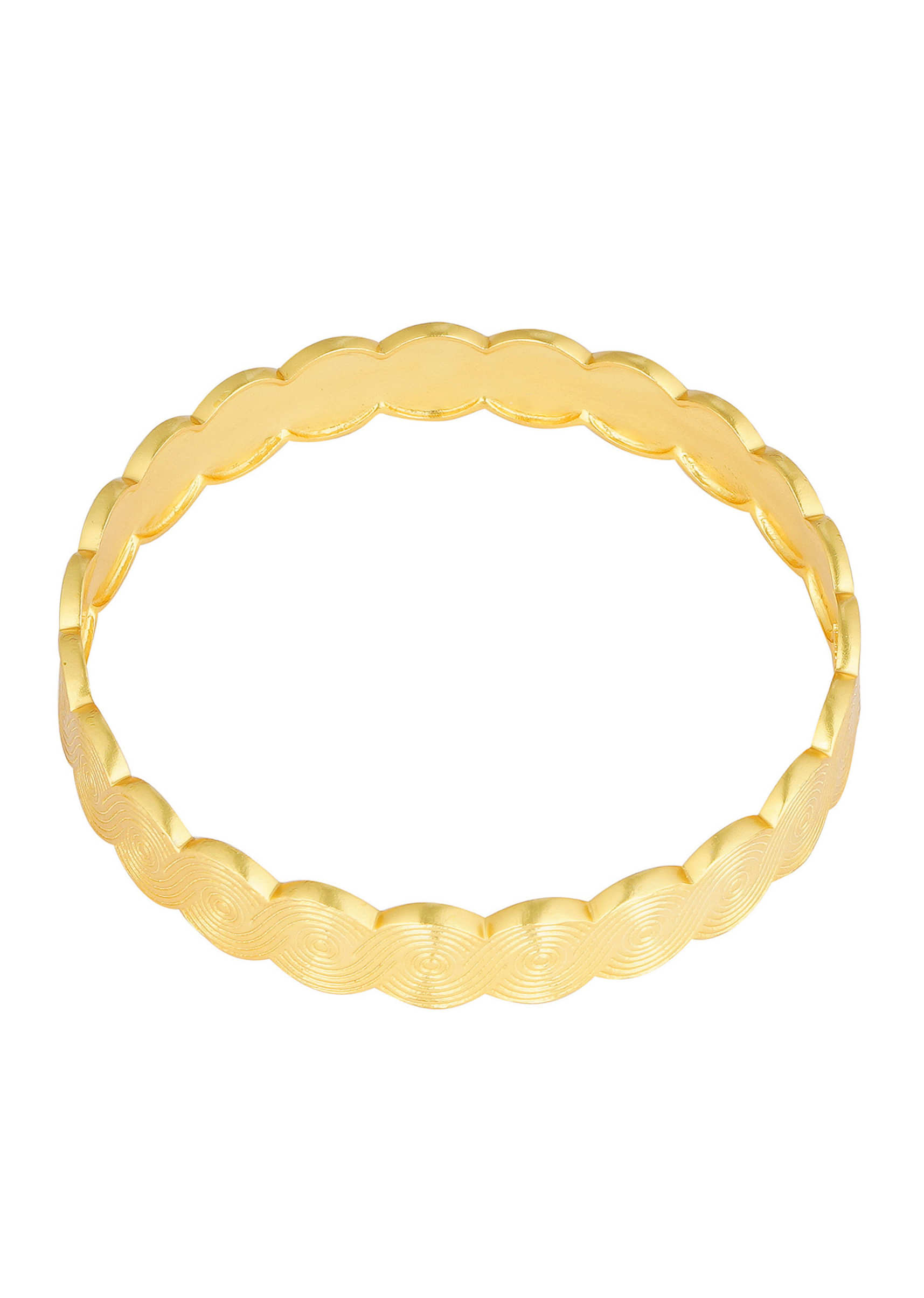 Gold Plated Adjustable Bangle With A Minimalistic Carved Design