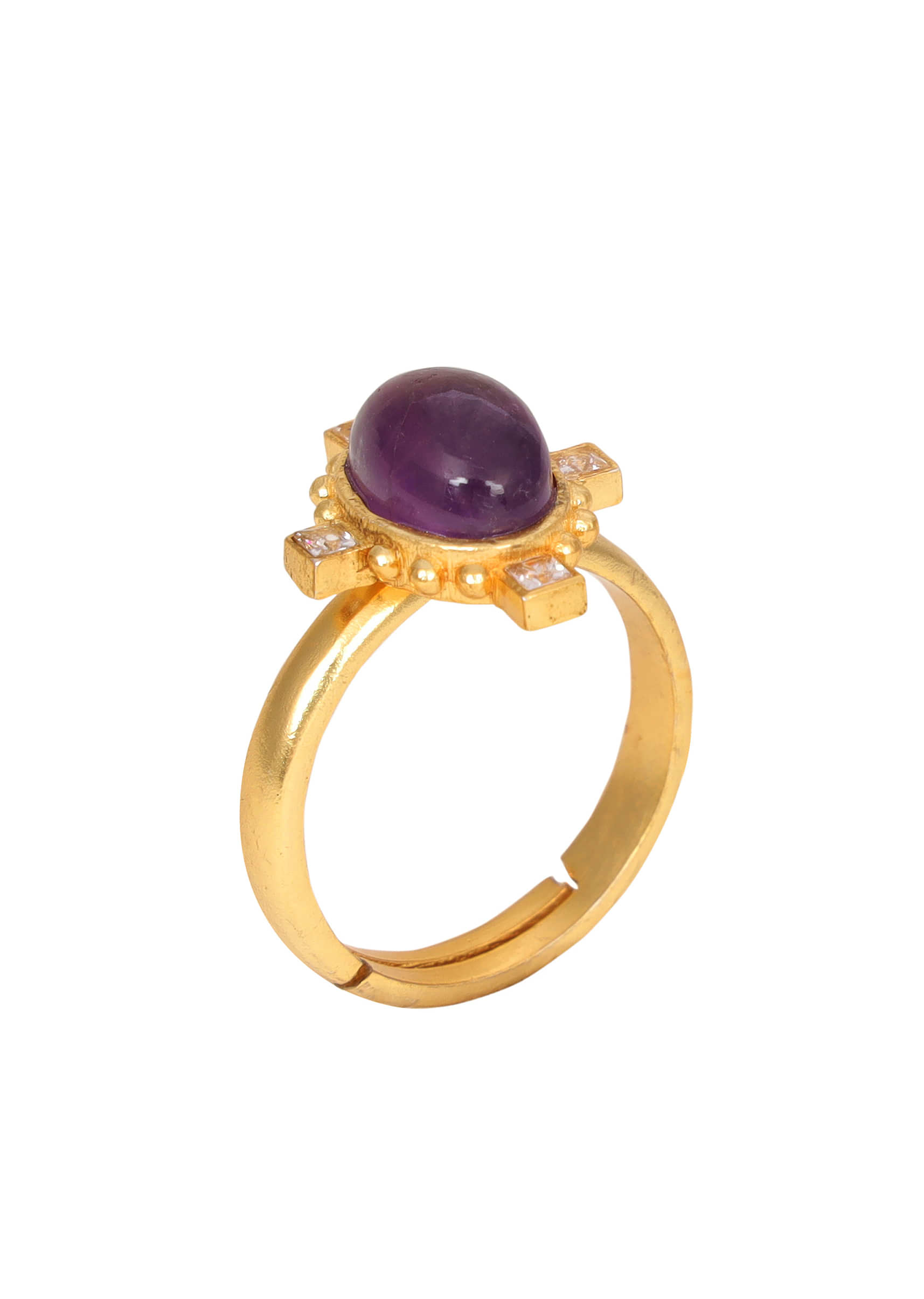 22Kt Gold Plated Multicolour Adjustable Ring With 7 Replaceable Healing Stones